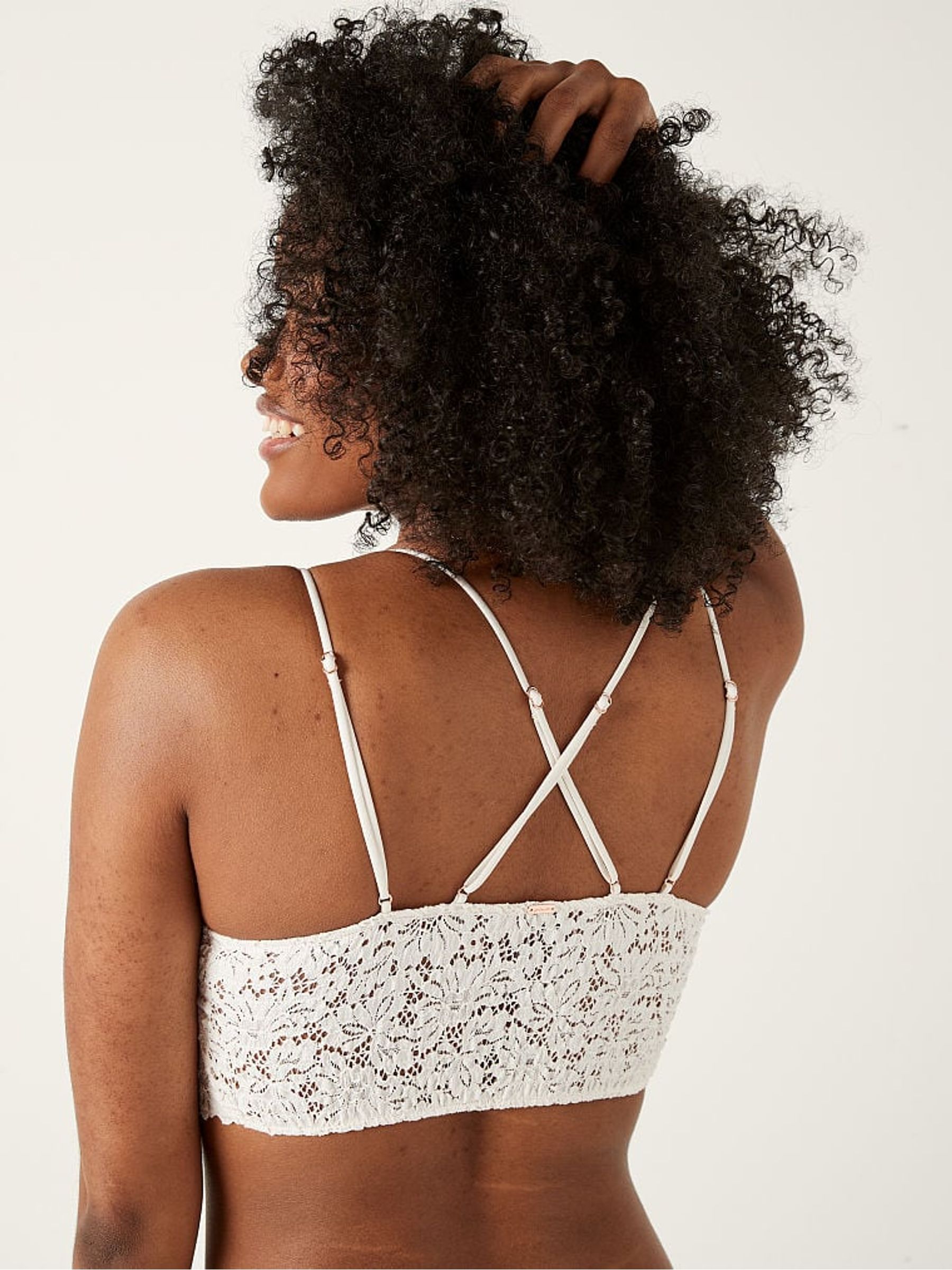 Coconut White Lace Strappy Back Longline Bralette - Image 2 of 4