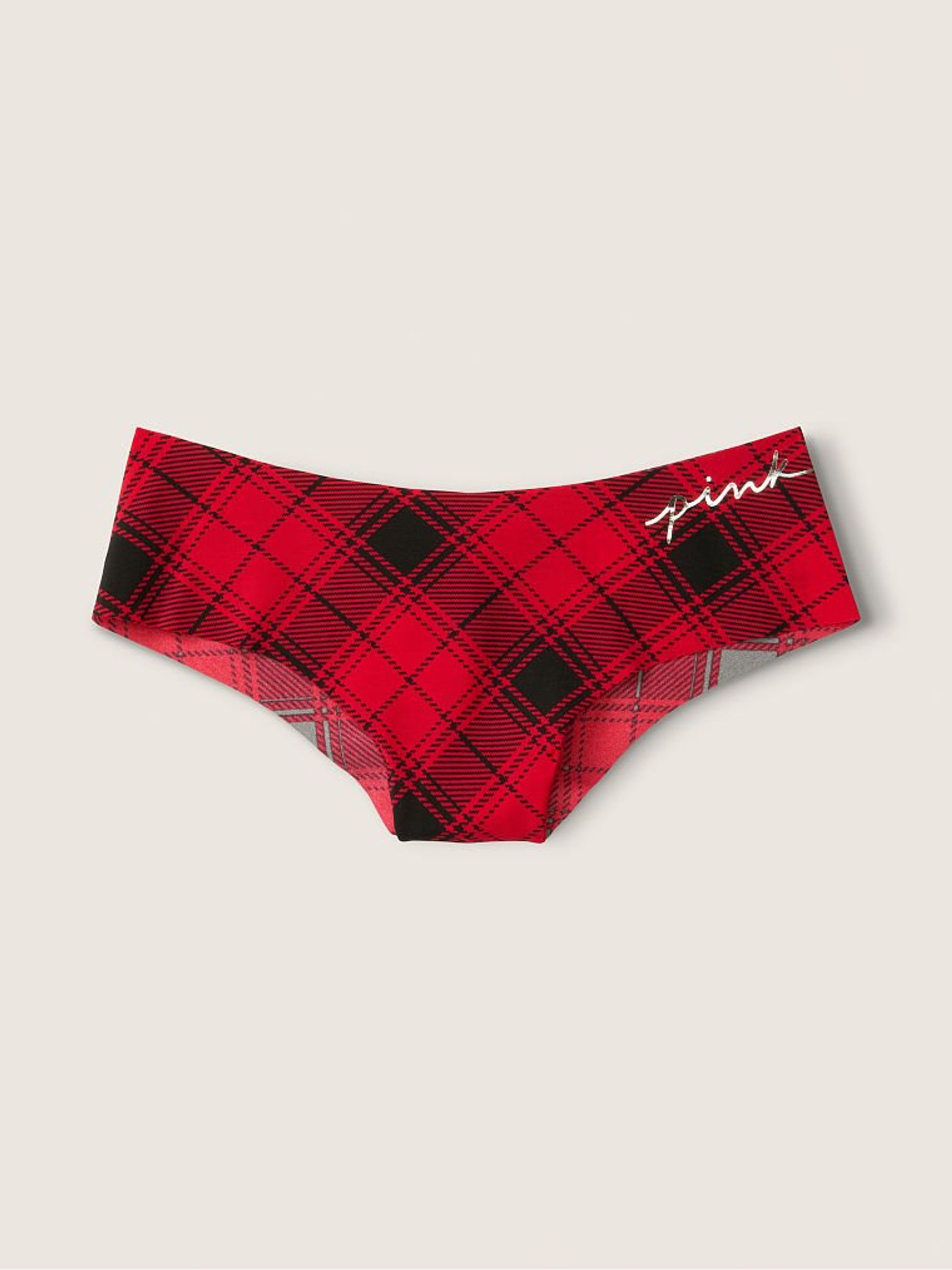 Red Pepper Plaid With Graphic No Show Cheeky Knickers - Image 1 of 1
