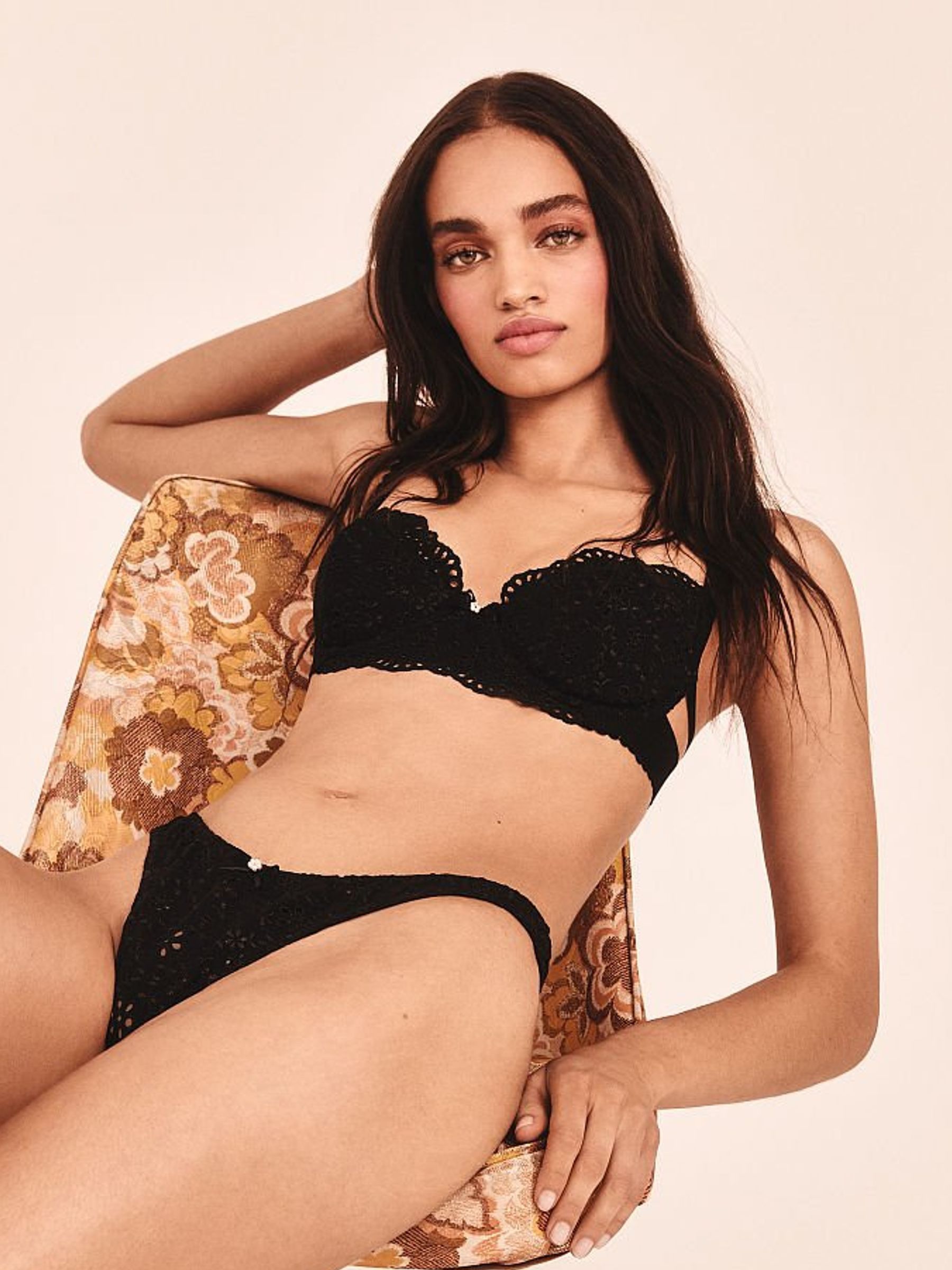 Black Sophie Eyelet Bra by For Love & Lemons - Image 1 of 5