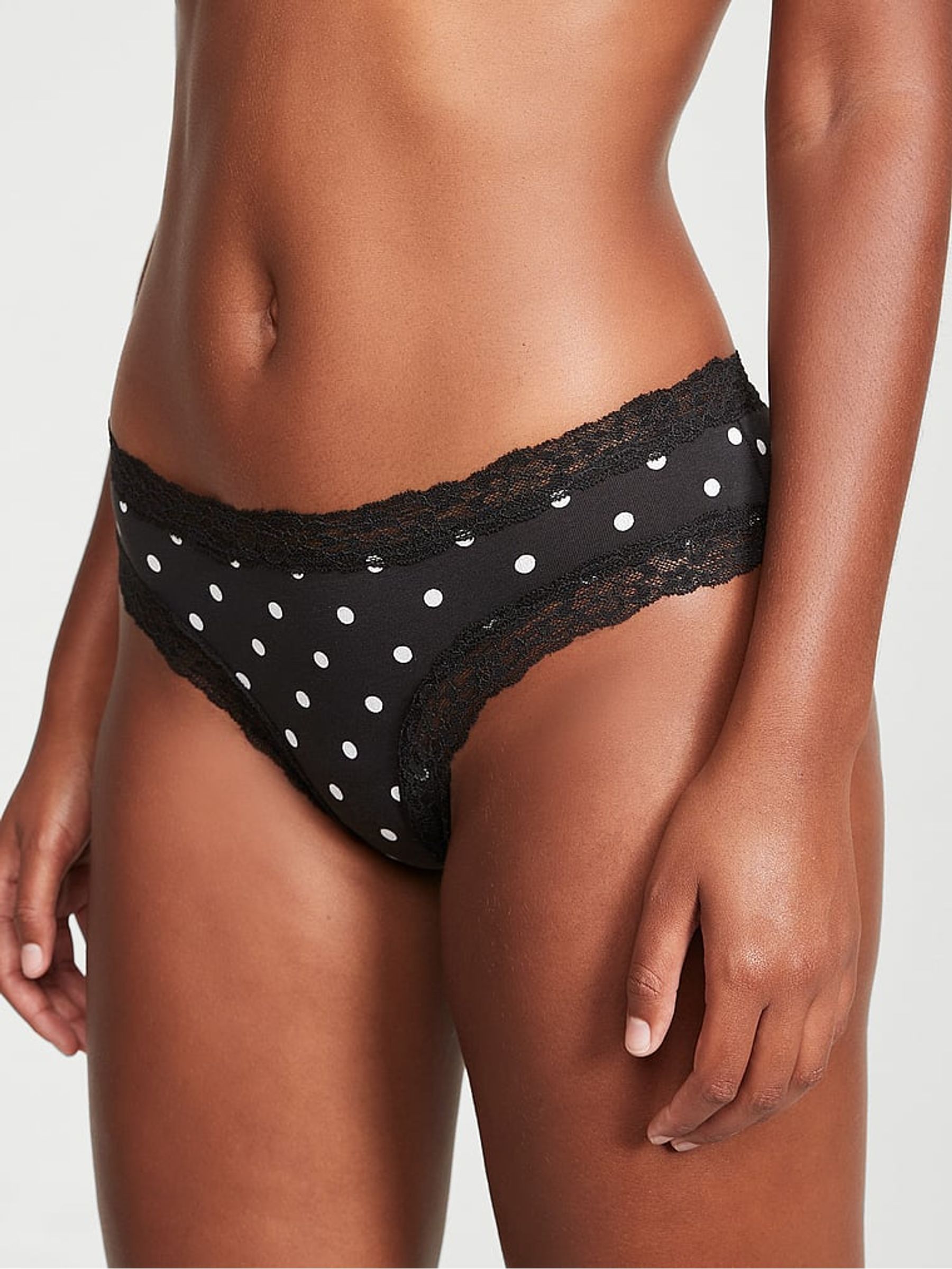 Black Medium Dot Posey Lace Waist Cheeky Knickers - Image 1 of 1