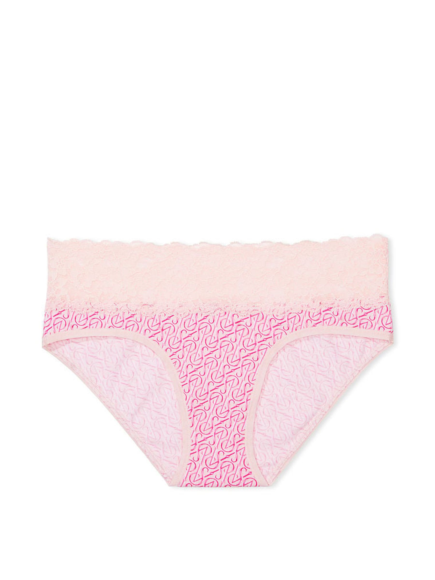 Purest Pink Logo Lace Waist Hipster Knickers - Image 3 of 3