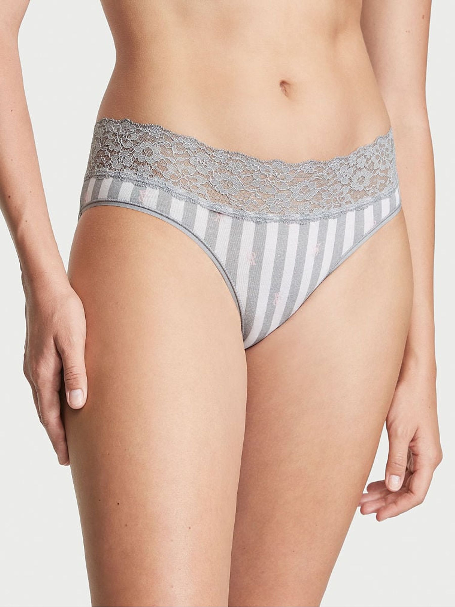 Grey Lace Waist Hipster Knickers - Image 1 of 3