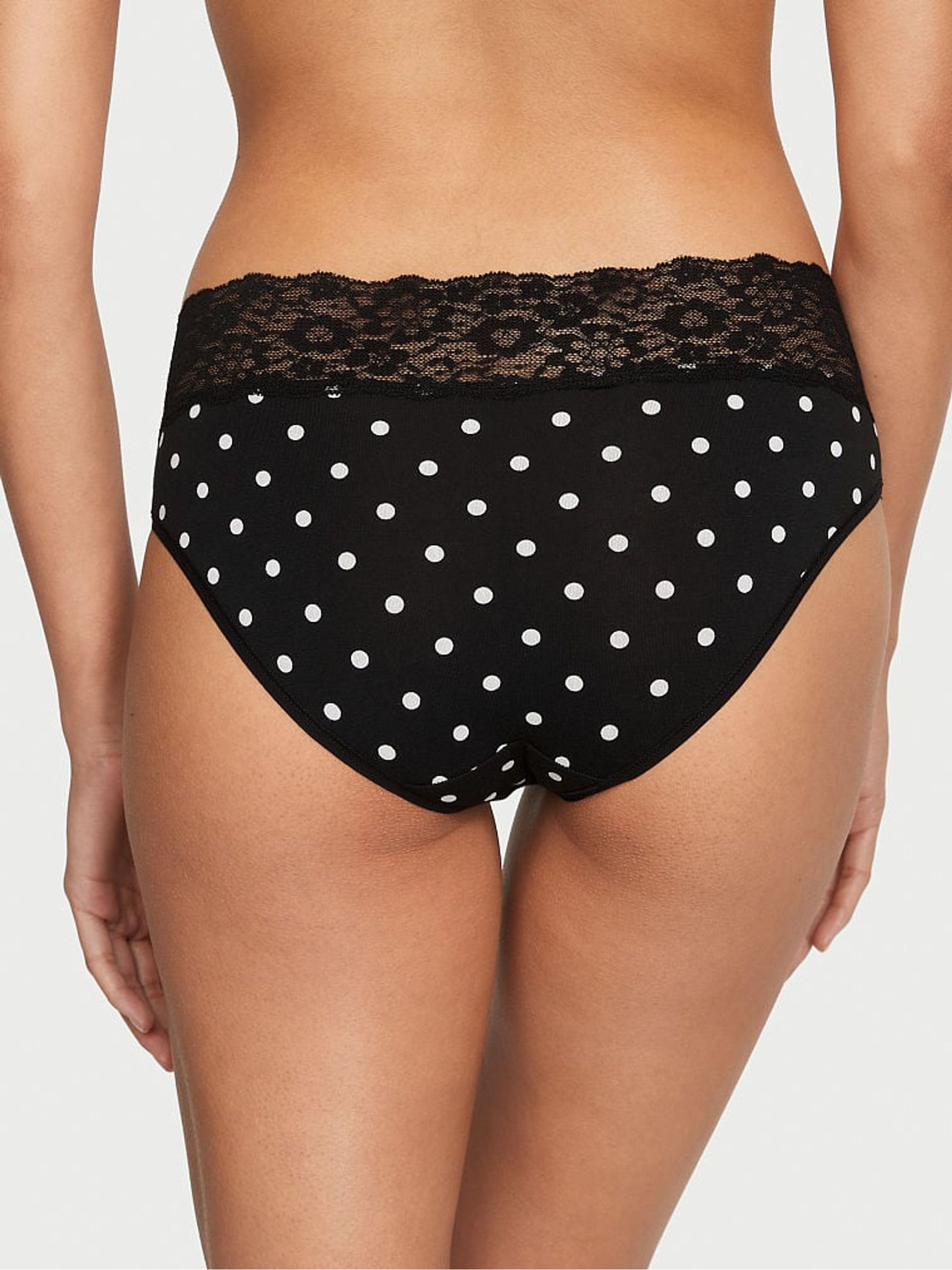 Black Medium Dot Posey Lace Waist Hipster Knickers - Image 2 of 3