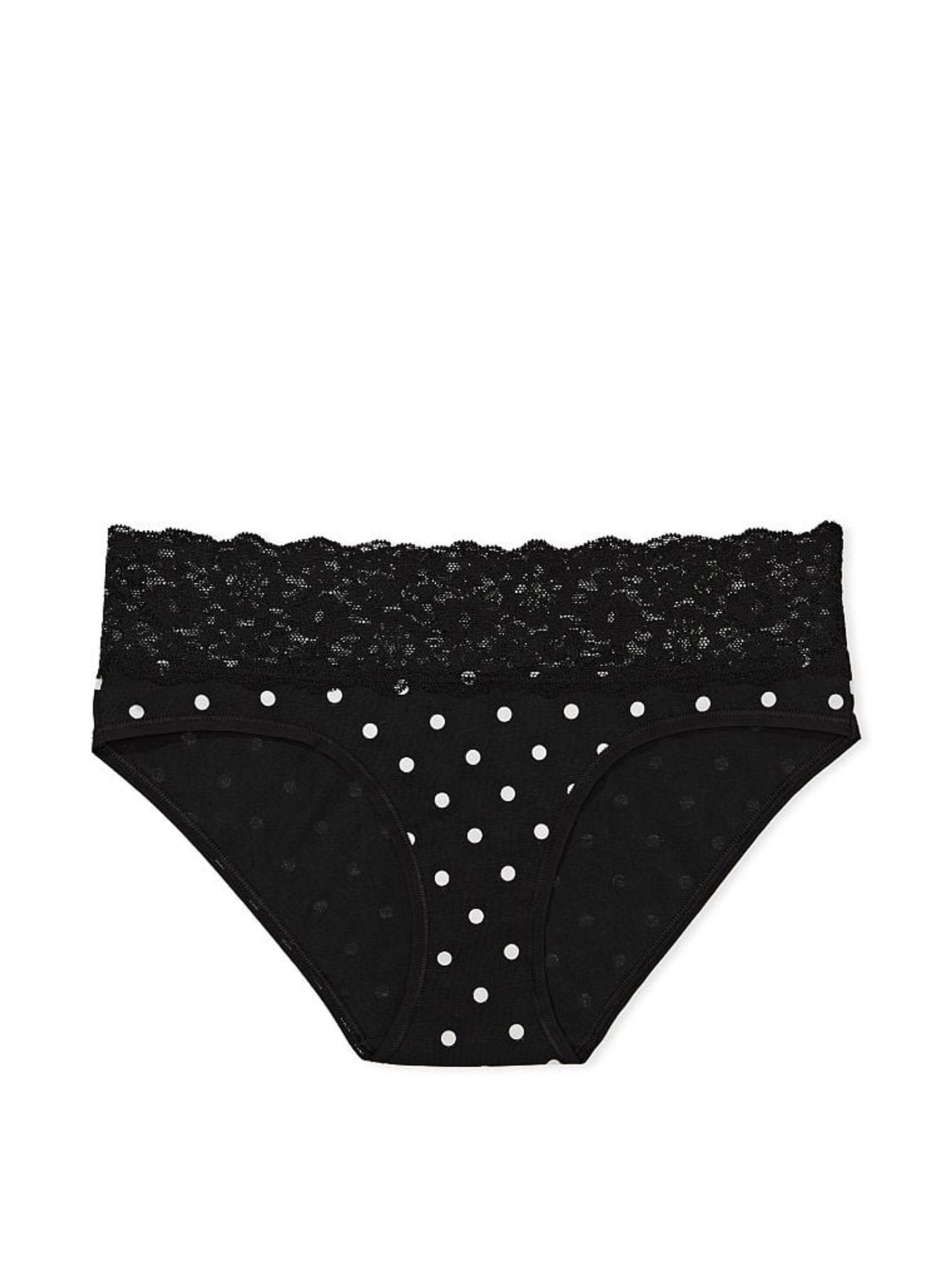 Black Medium Dot Posey Lace Waist Hipster Knickers - Image 3 of 3