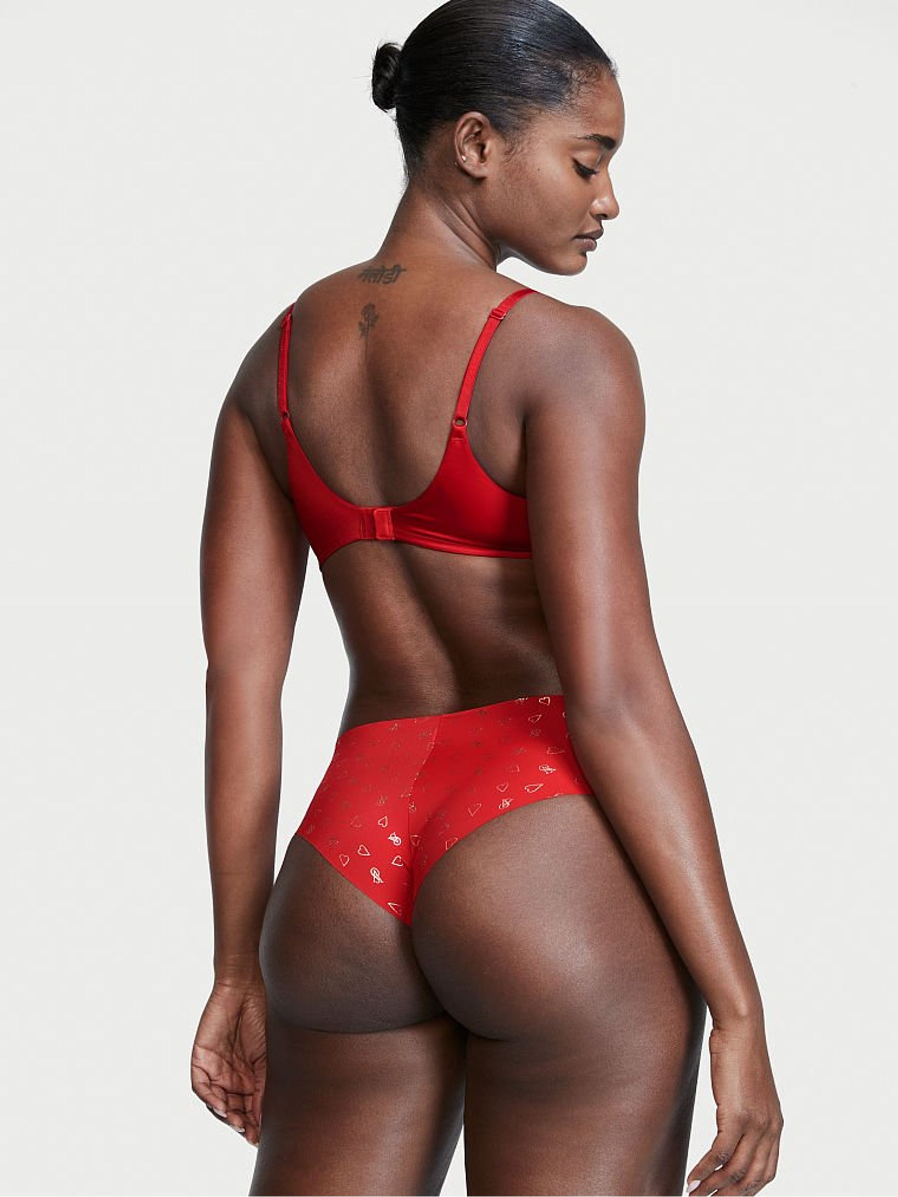 Lipstick Red Hearts Noshow Shimmer Cheeky Knickers - Image 2 of 3