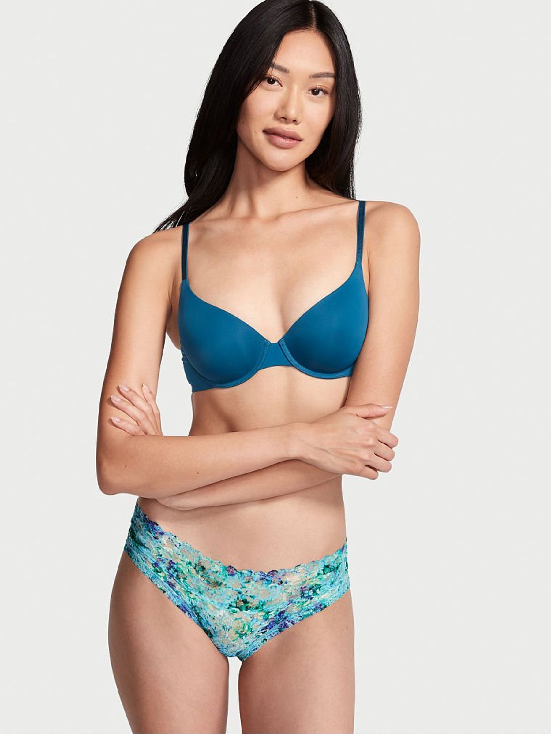 Aqua Floral Blue Floral Lace Hipster Knickers - Image 1 of 3