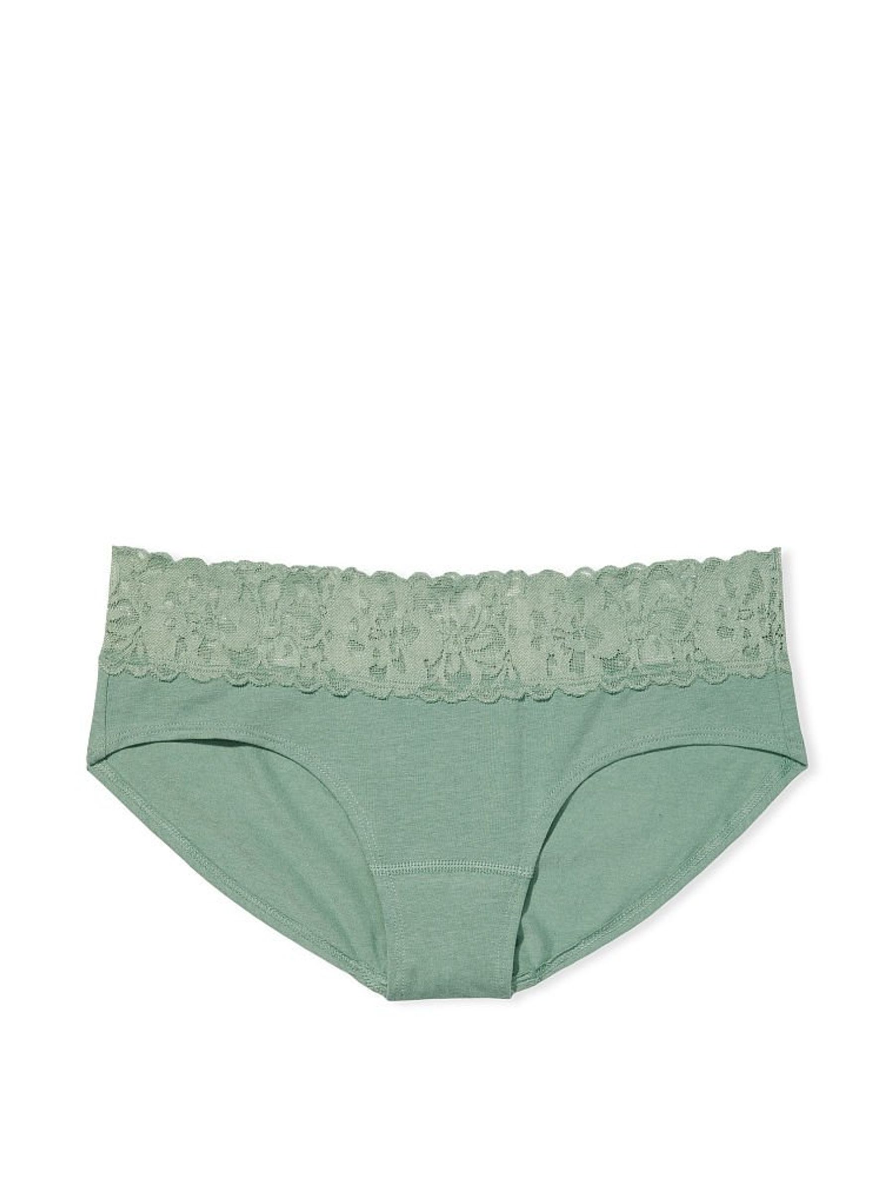 Sea Salt Green Lace Waist Cotton Hiphugger Knickers - Image 3 of 3