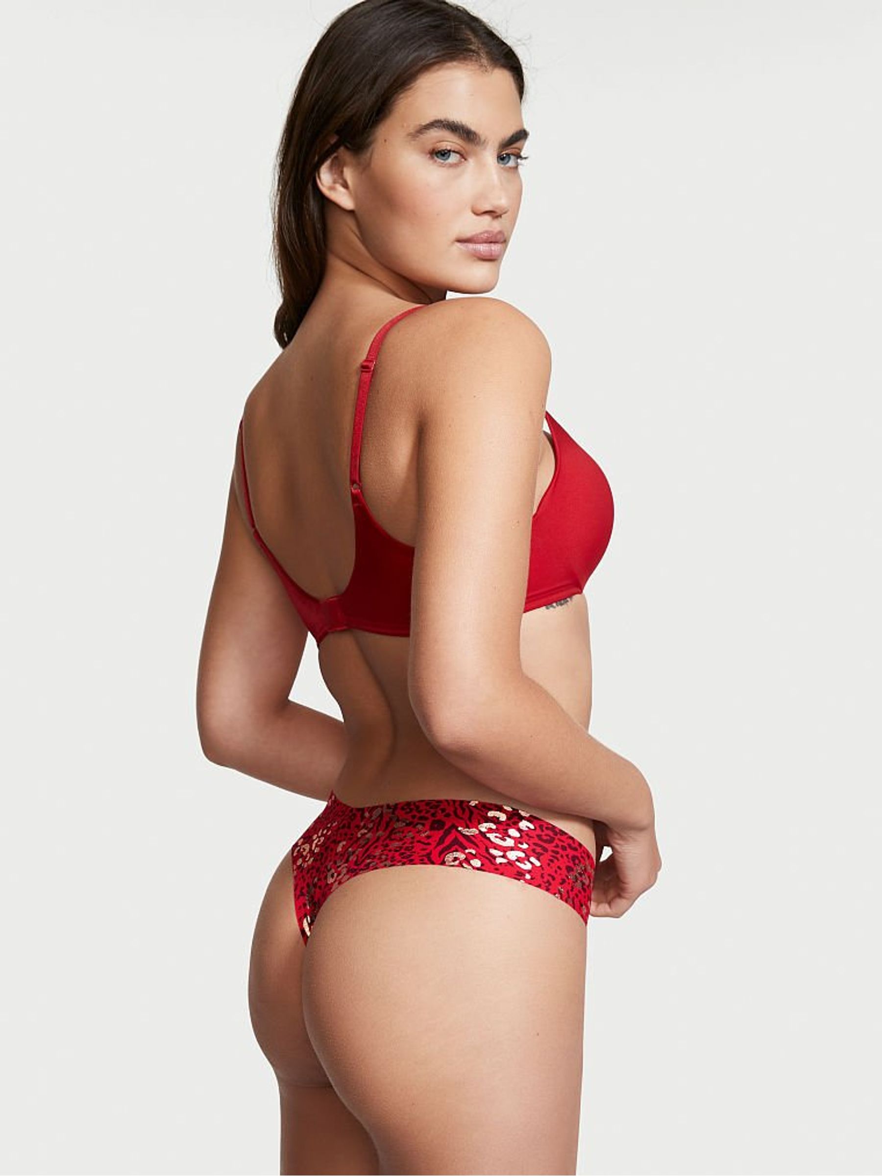 Lipstick Mixed Animal Noshow Shimmer Thong Knickers - Image 2 of 4