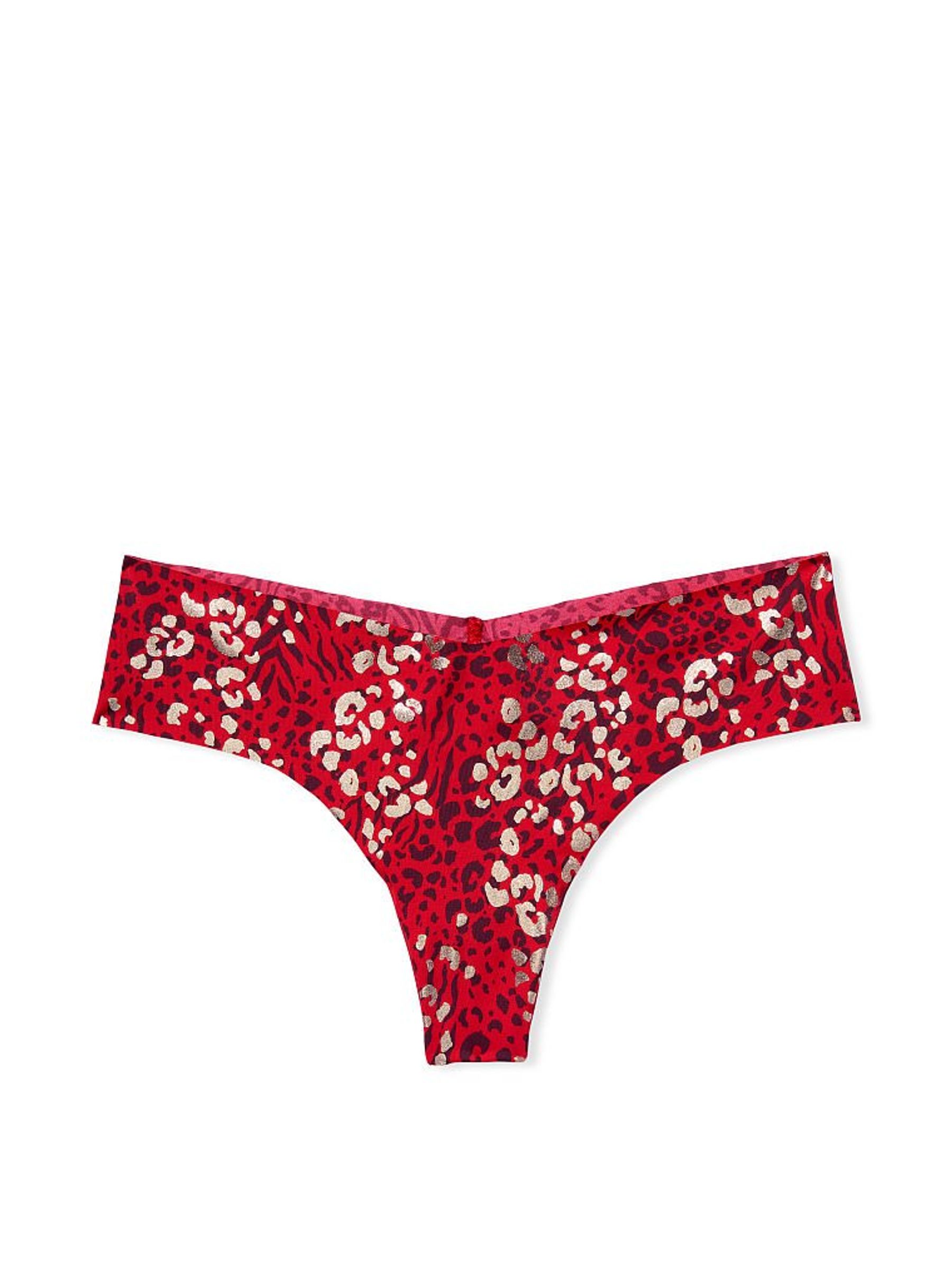 Lipstick Mixed Animal Noshow Shimmer Thong Knickers - Image 3 of 4