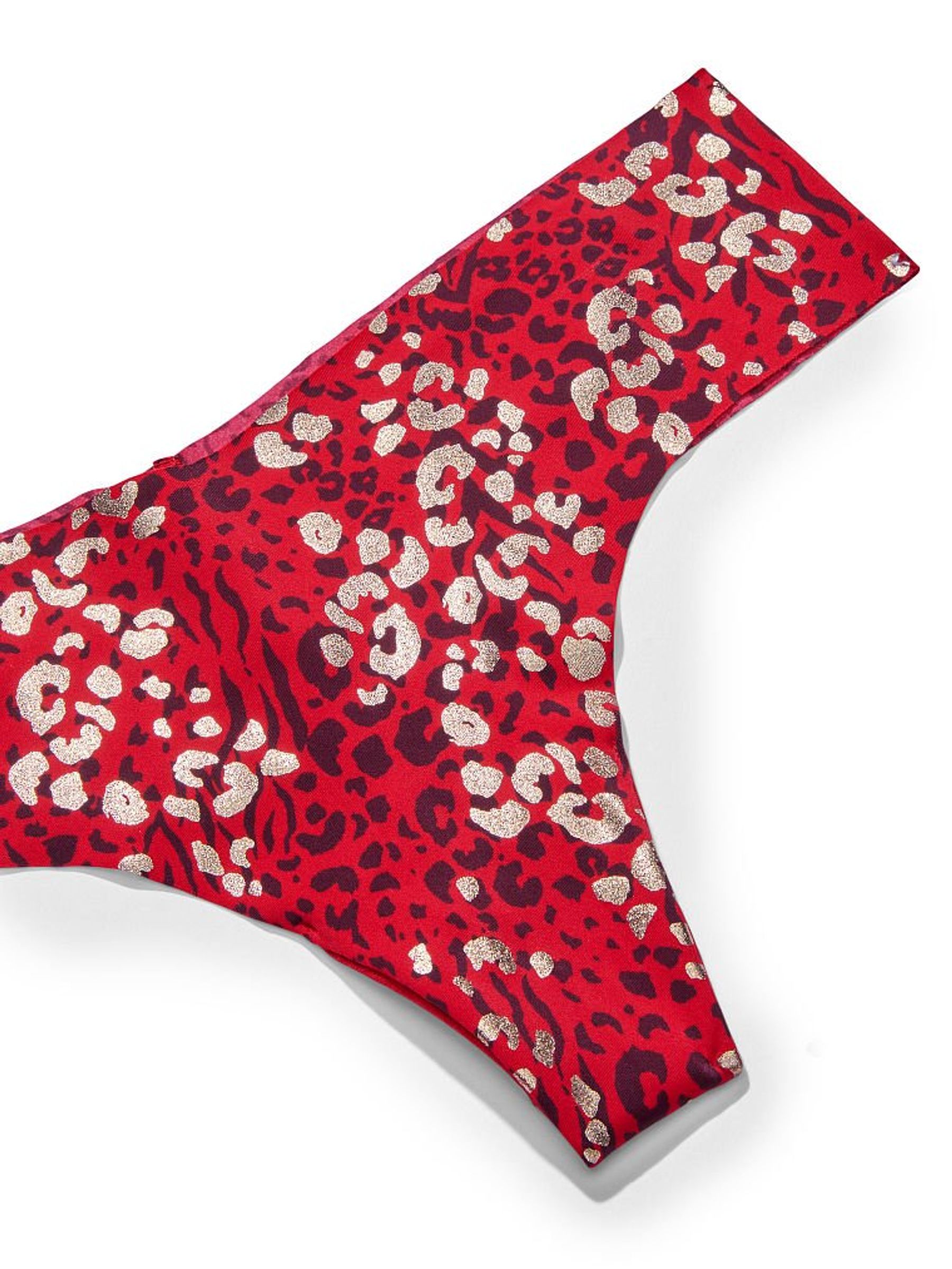 Lipstick Mixed Animal Noshow Shimmer Thong Knickers - Image 4 of 4