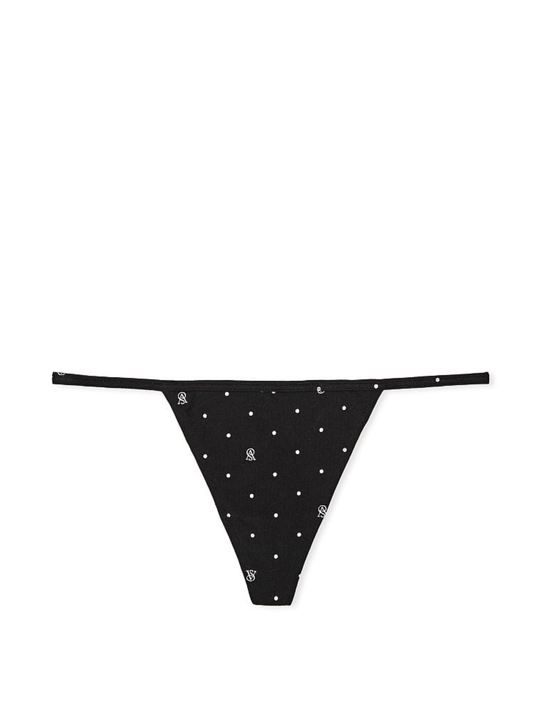Black Vs Lockup Dot Smooth Cotton G String Knickers - Image 3 of 3