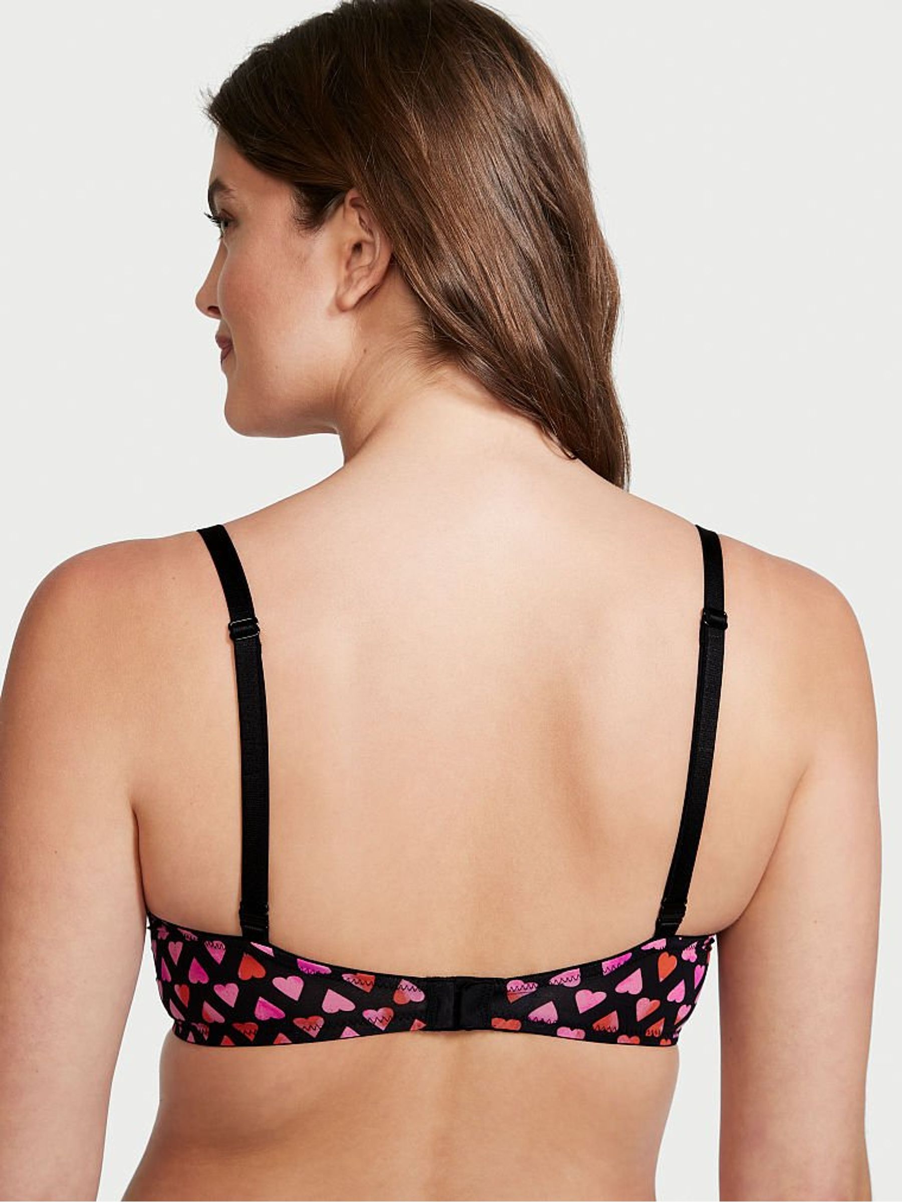 Black Red Heart Smooth Lightly Lined Demi Bra - Image 2 of 4