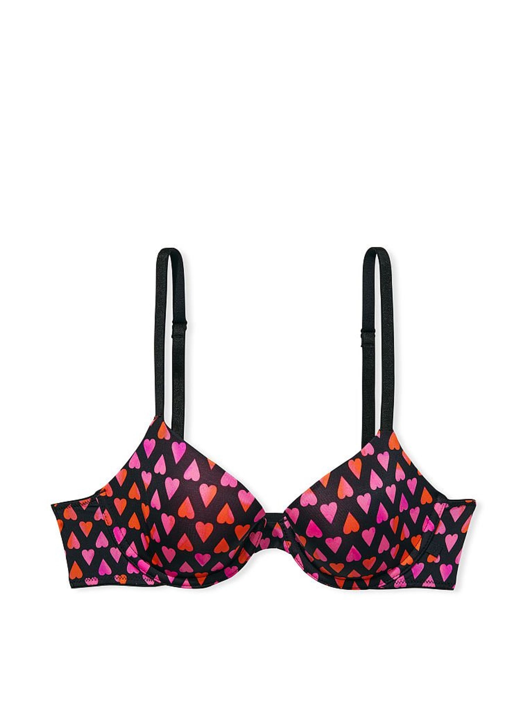 Black Red Heart Smooth Lightly Lined Demi Bra - Image 4 of 4