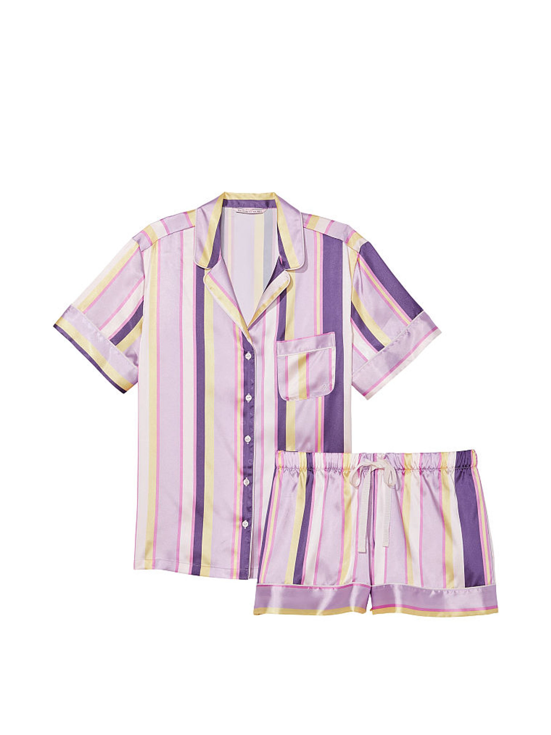 Sachet Happy Stripe Purple Satin Short Pyjamas - Image 3 of 3