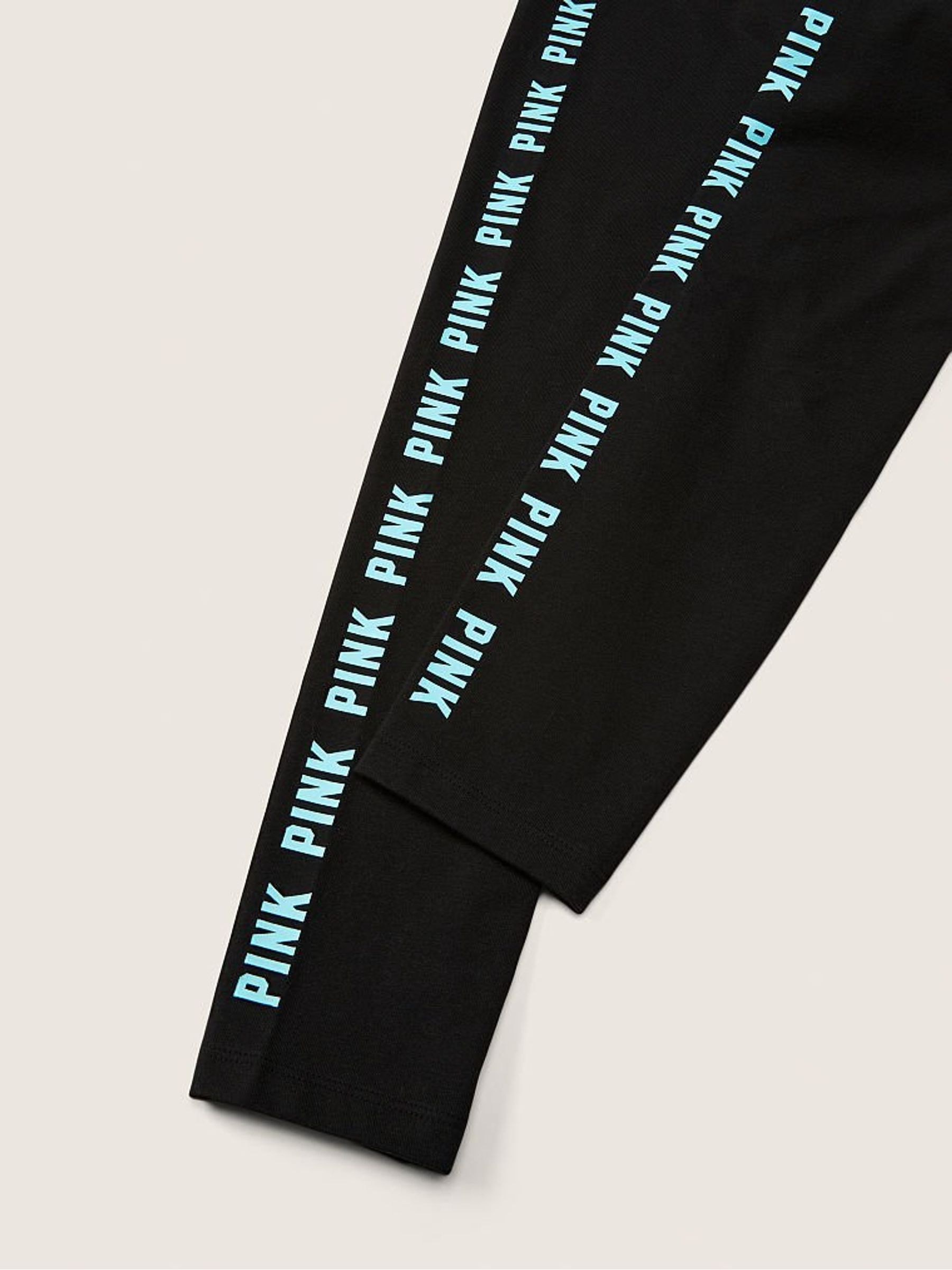 Pure Black With Blue Ticking Cotton High Waist Legging in Full Length - Image 4 of 4
