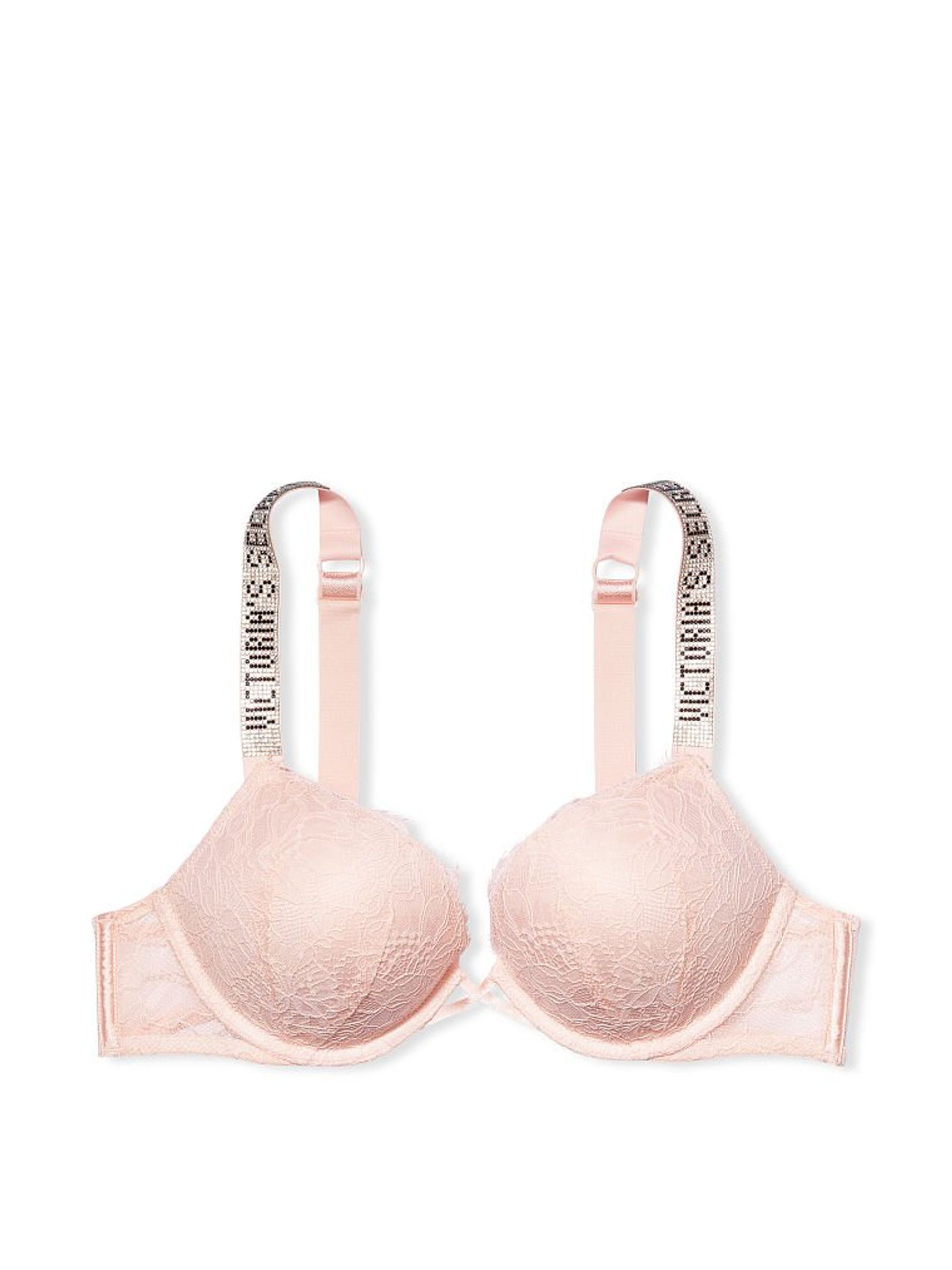 Purest Pink Bombshell Shine Strap Add 2 Cups Push Up Lace Bra - Image 3 of 4