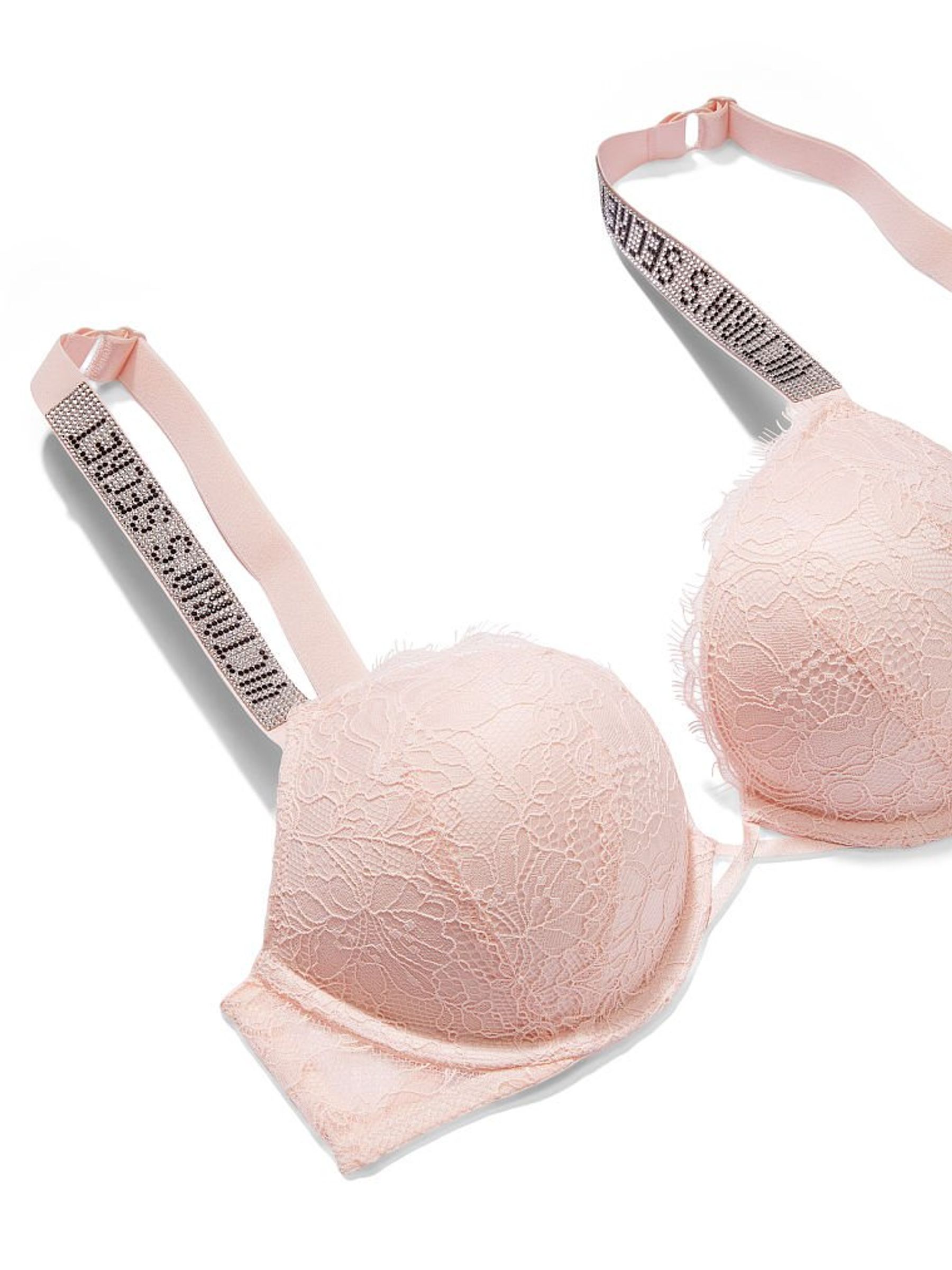 Purest Pink Bombshell Shine Strap Add 2 Cups Push Up Lace Bra - Image 4 of 4