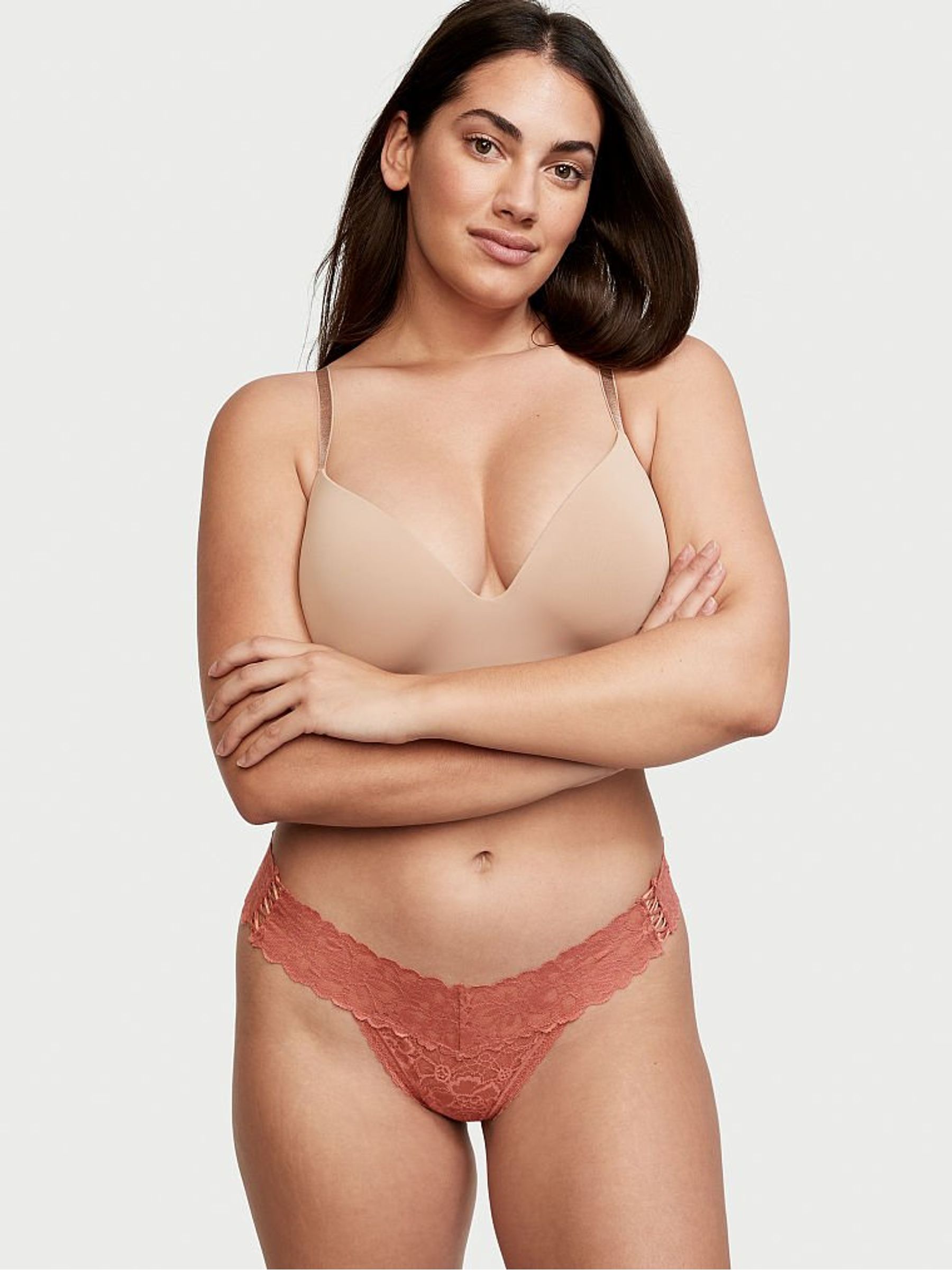 Canyon Rose Pink Lace Thong Knickers - Image 1 of 3