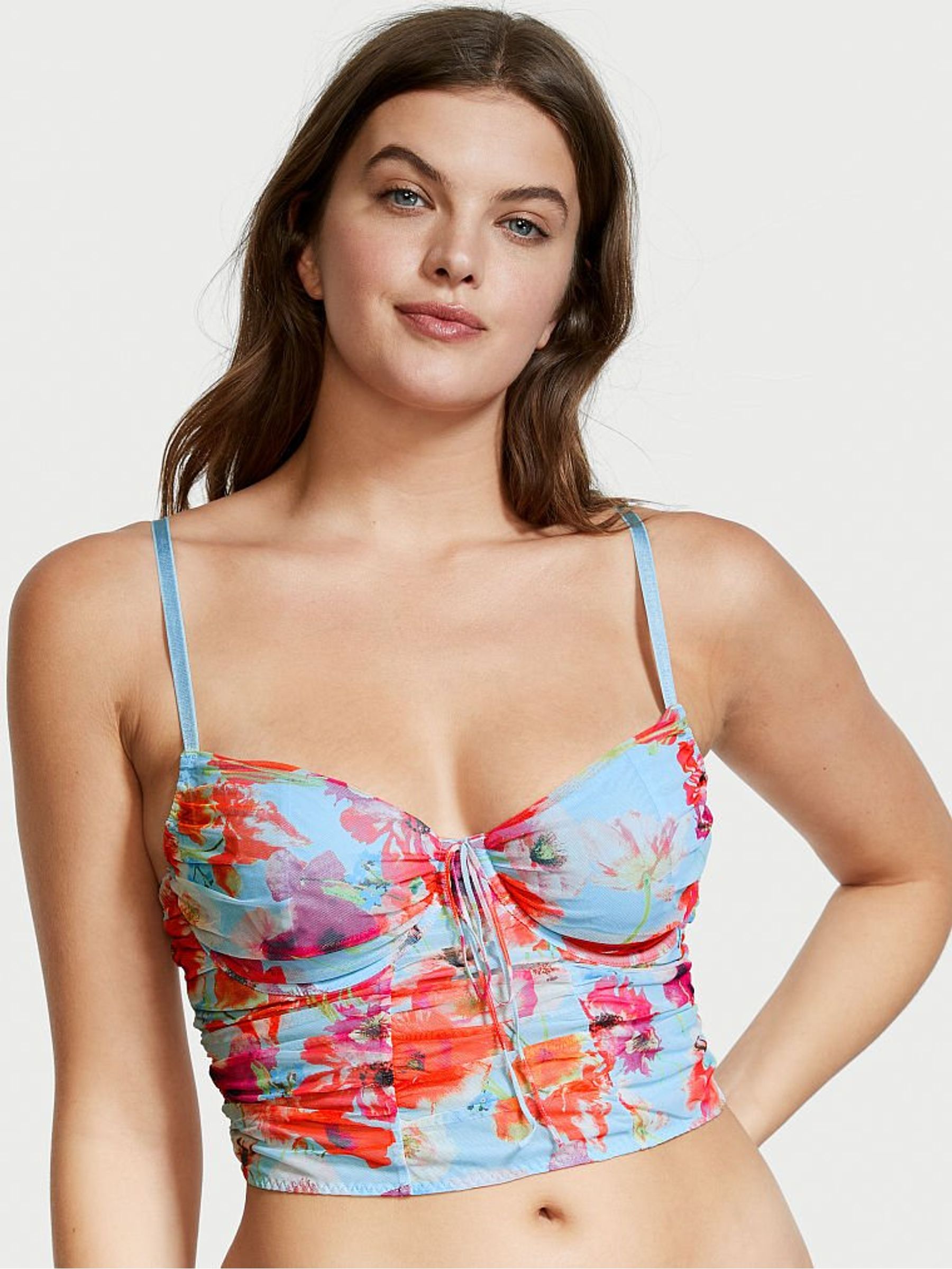Happy Poppy Ruched Crop Top - Image 1 of 3