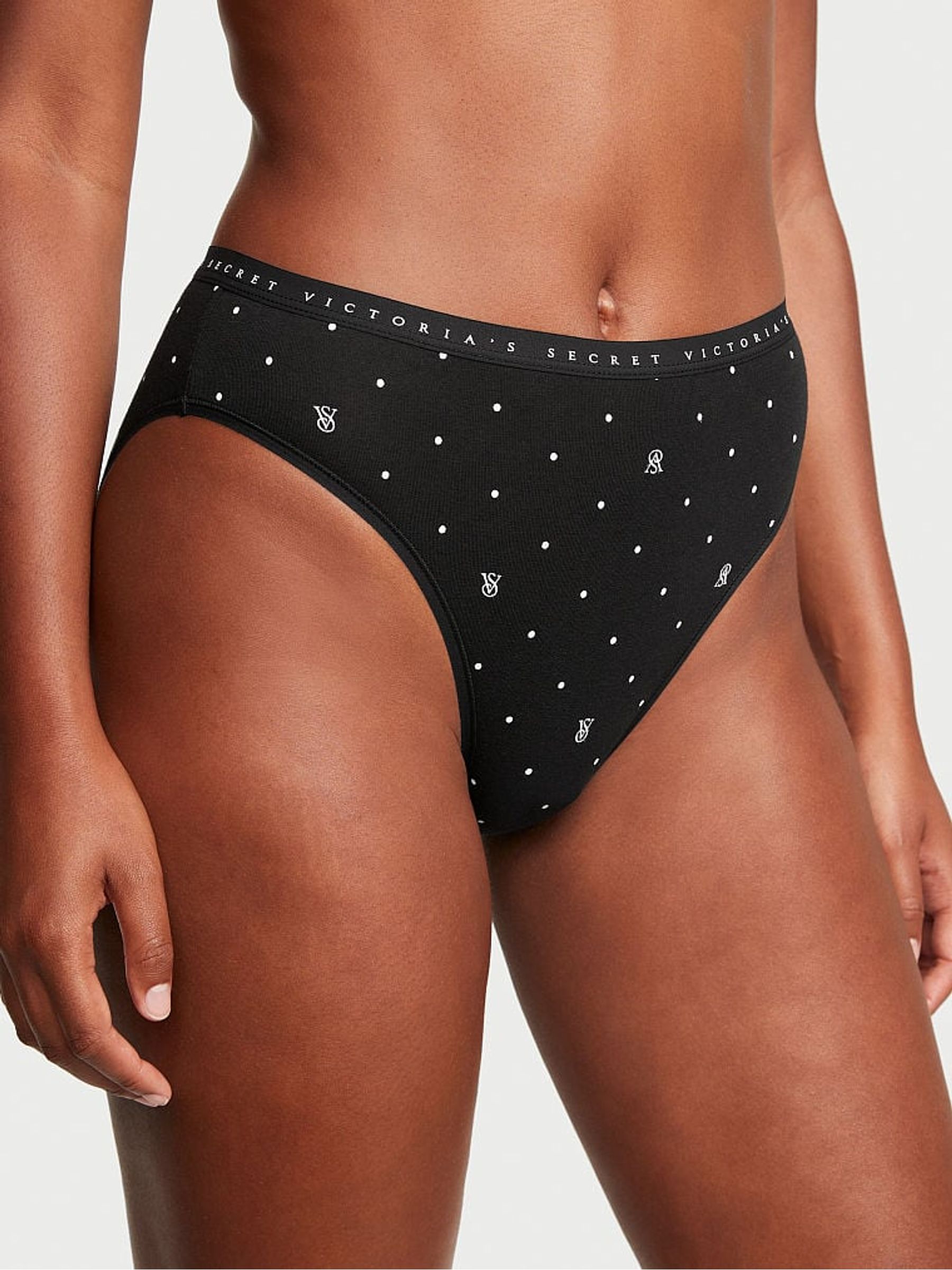 Black Logo Dot Stretch Cotton High Leg Brief Knickers - Image 1 of 3