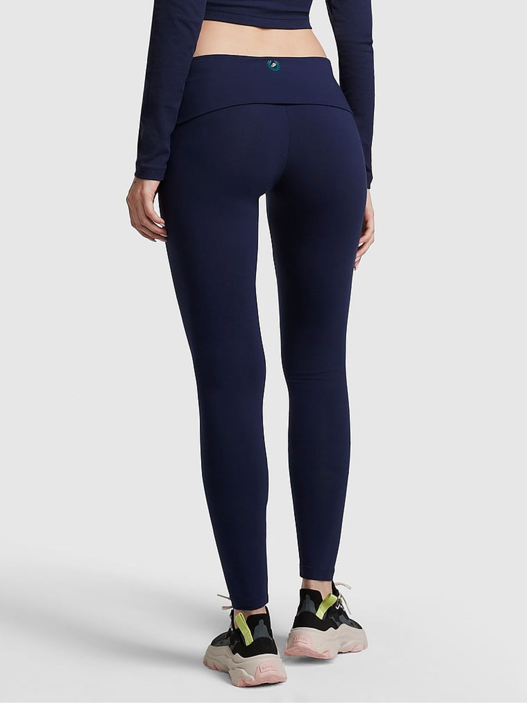 Midnight Navy Blue Cotton Foldover Legging - Image 2 of 3