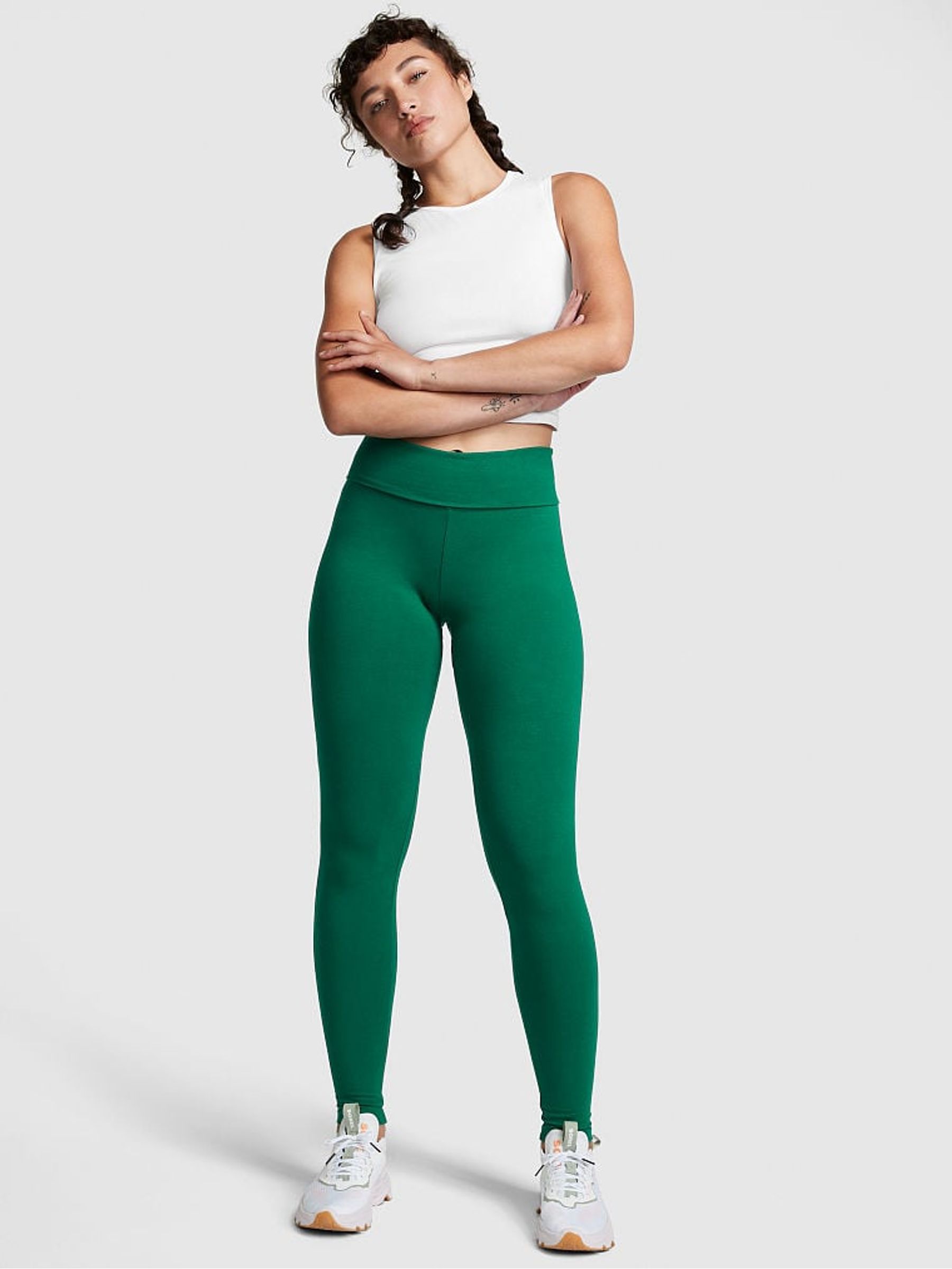 Garnet Green Cotton Foldover Legging - Image 1 of 3
