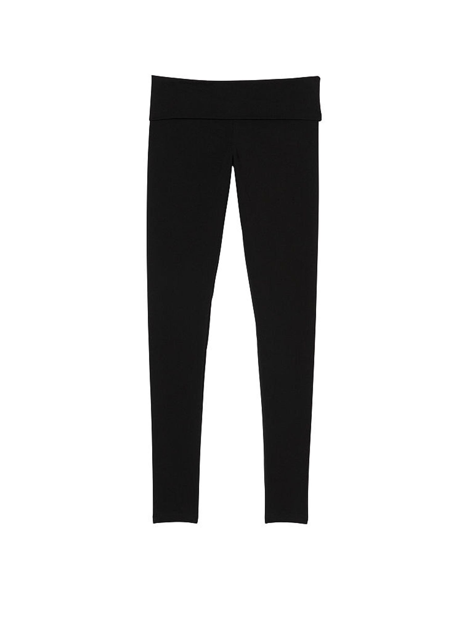 Pure Black Cotton Foldover Legging - Image 3 of 3