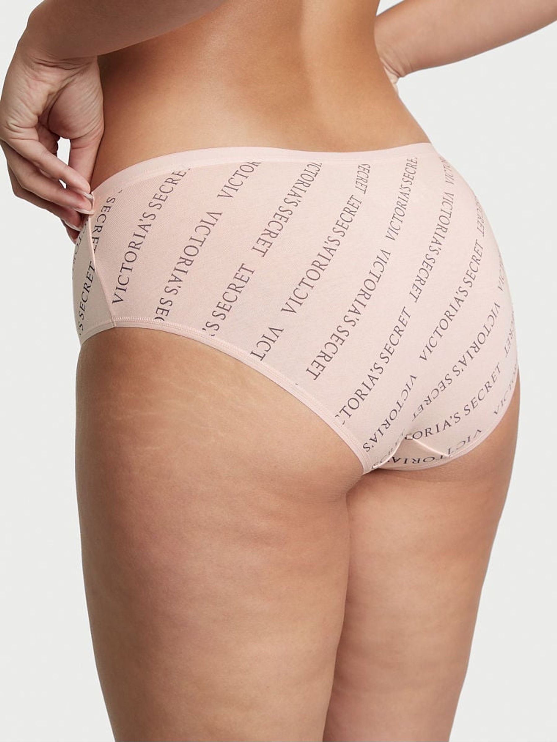Purest Pink Vs Diagonal Logo Smooth Stretch Cotton Hipster Knickers - Image 2 of 3