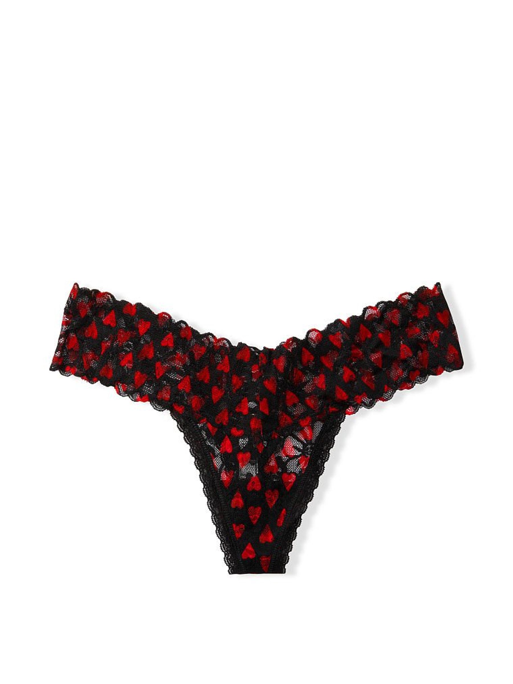 Black Sketch Heart Laceup Thong Panty - Image 3 of 4