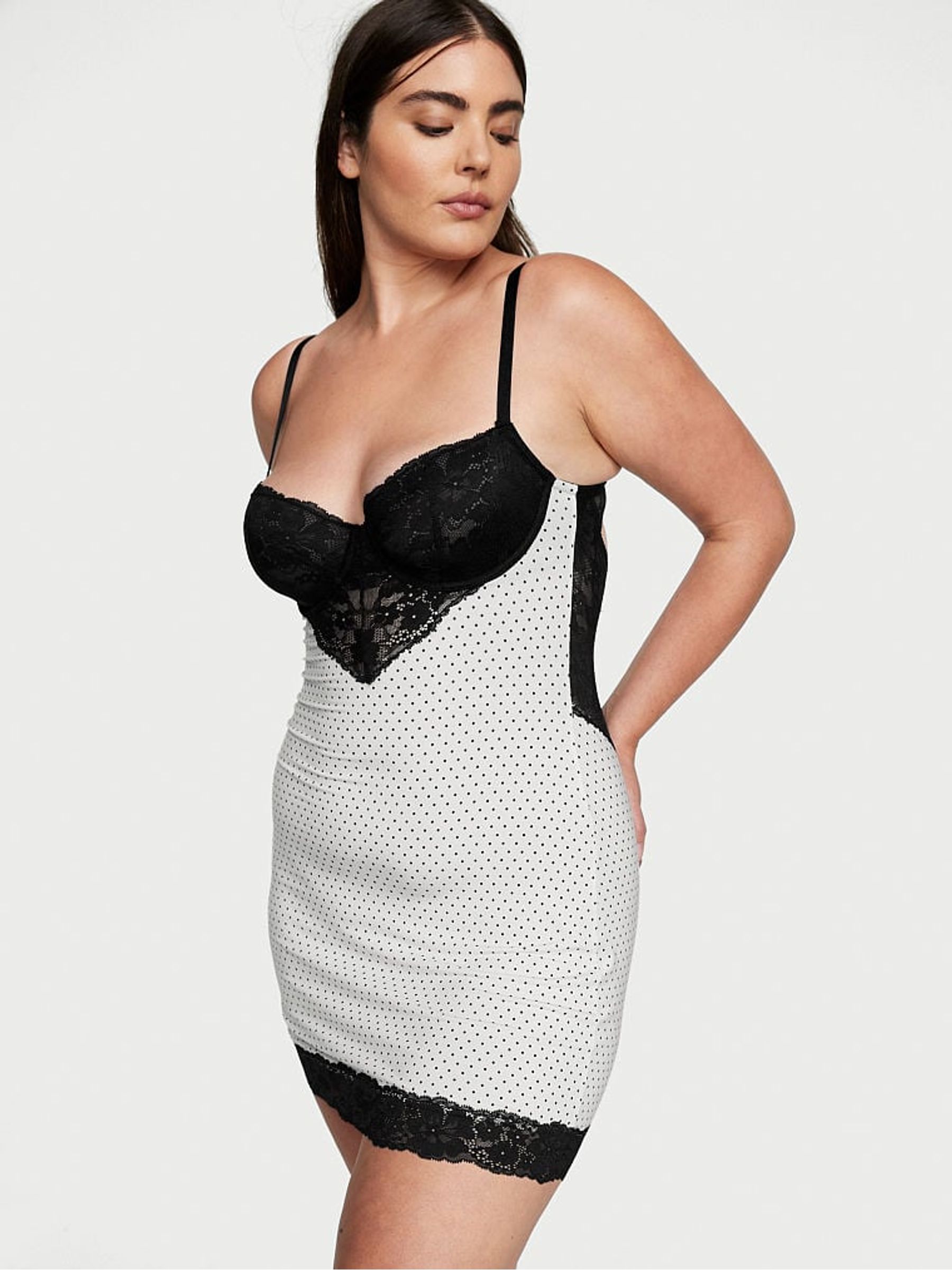 Mini Pin Dot White Modal Lace Mini Slip - Image 1 of 3