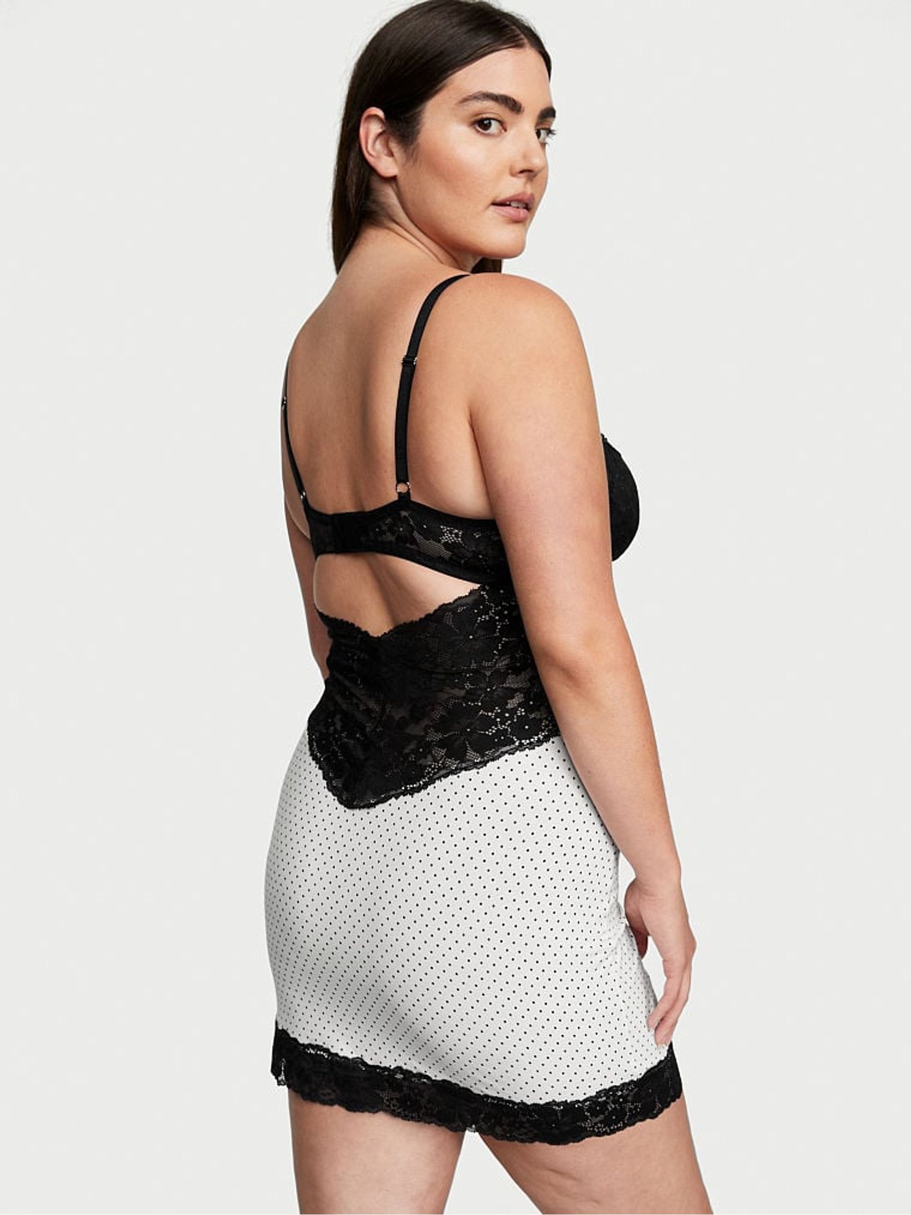 Mini Pin Dot White Modal Lace Mini Slip - Image 2 of 3