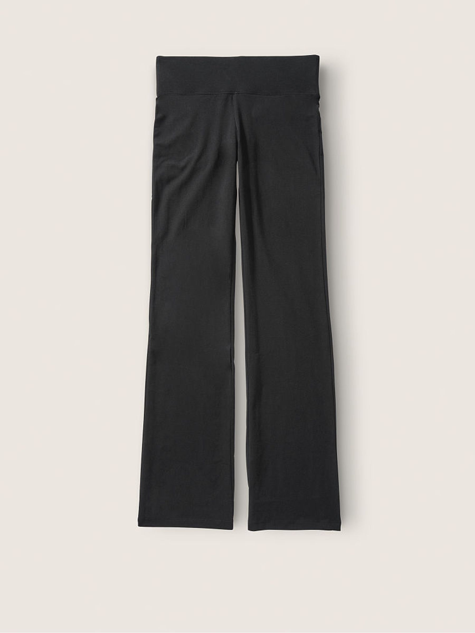 Pure Black with Logo Graphic Cotton High Waist Full Length Flare Legging - Image 4 of 4