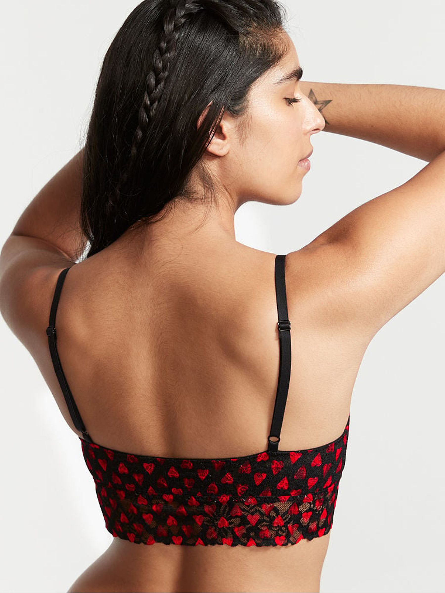 Black Sketch Heart Lace Unlined Bralette - Image 2 of 3