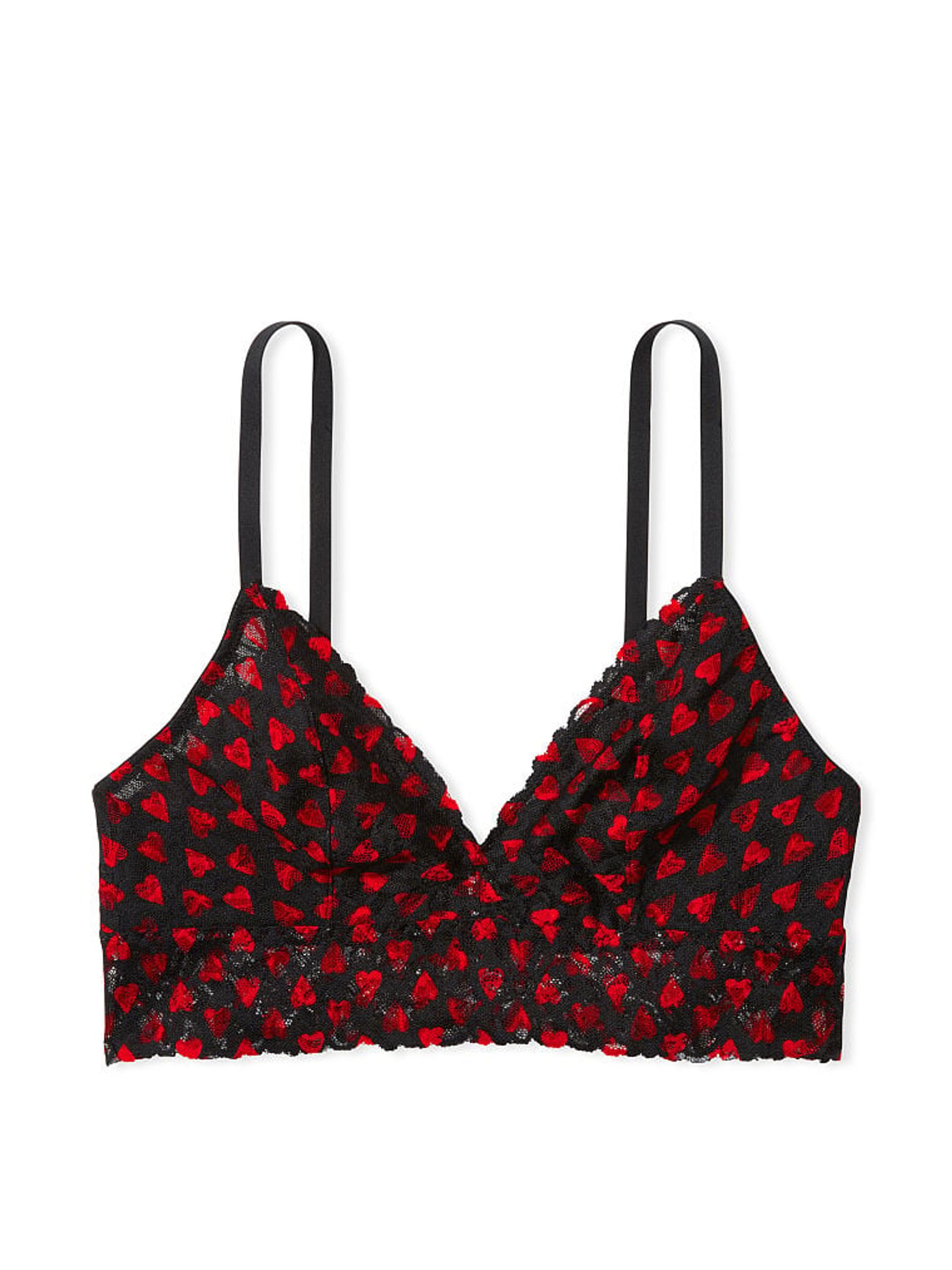 Black Sketch Heart Lace Unlined Bralette - Image 3 of 3
