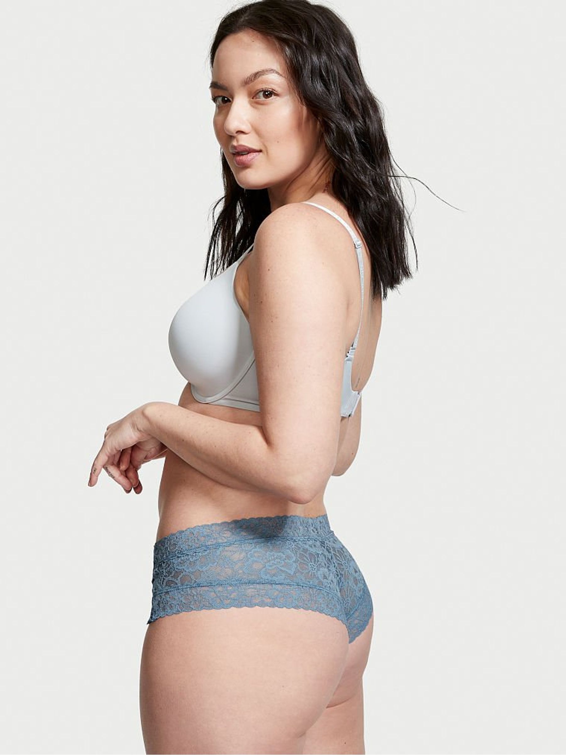 Faded Denim Blue Lace Cheeky Knickers - Image 2 of 3