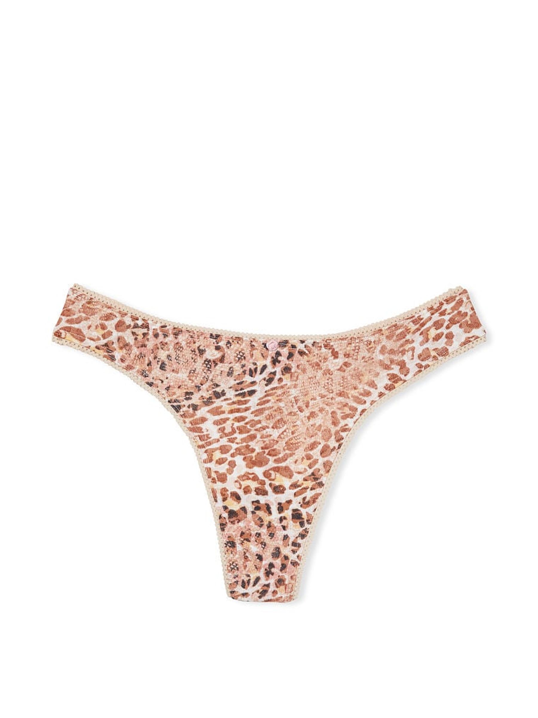 Toasted Almond Leopard Brown Cotton Thong Knickers - Image 3 of 3