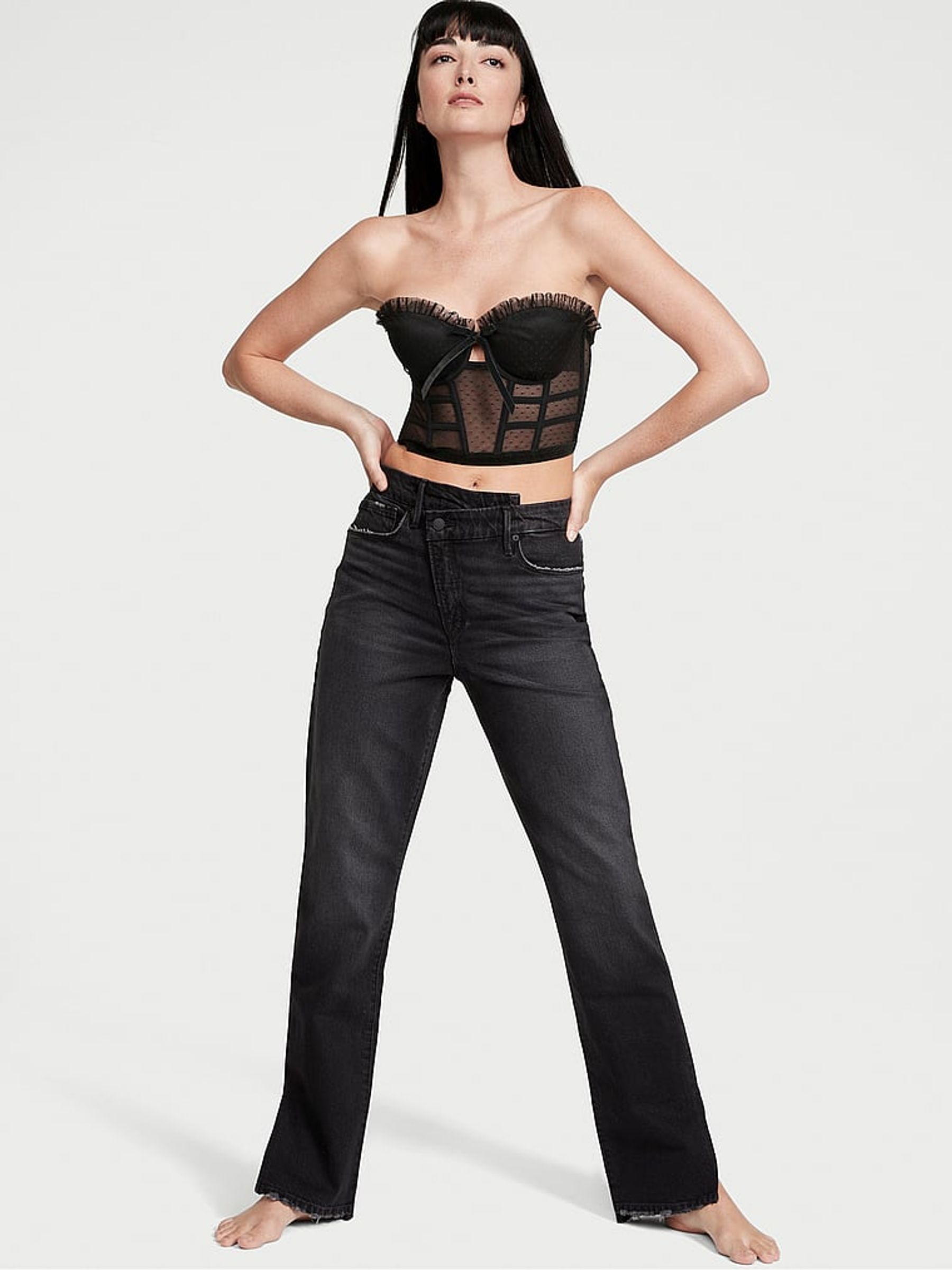 Black Velvet Corset Bra Top - Image 3 of 4
