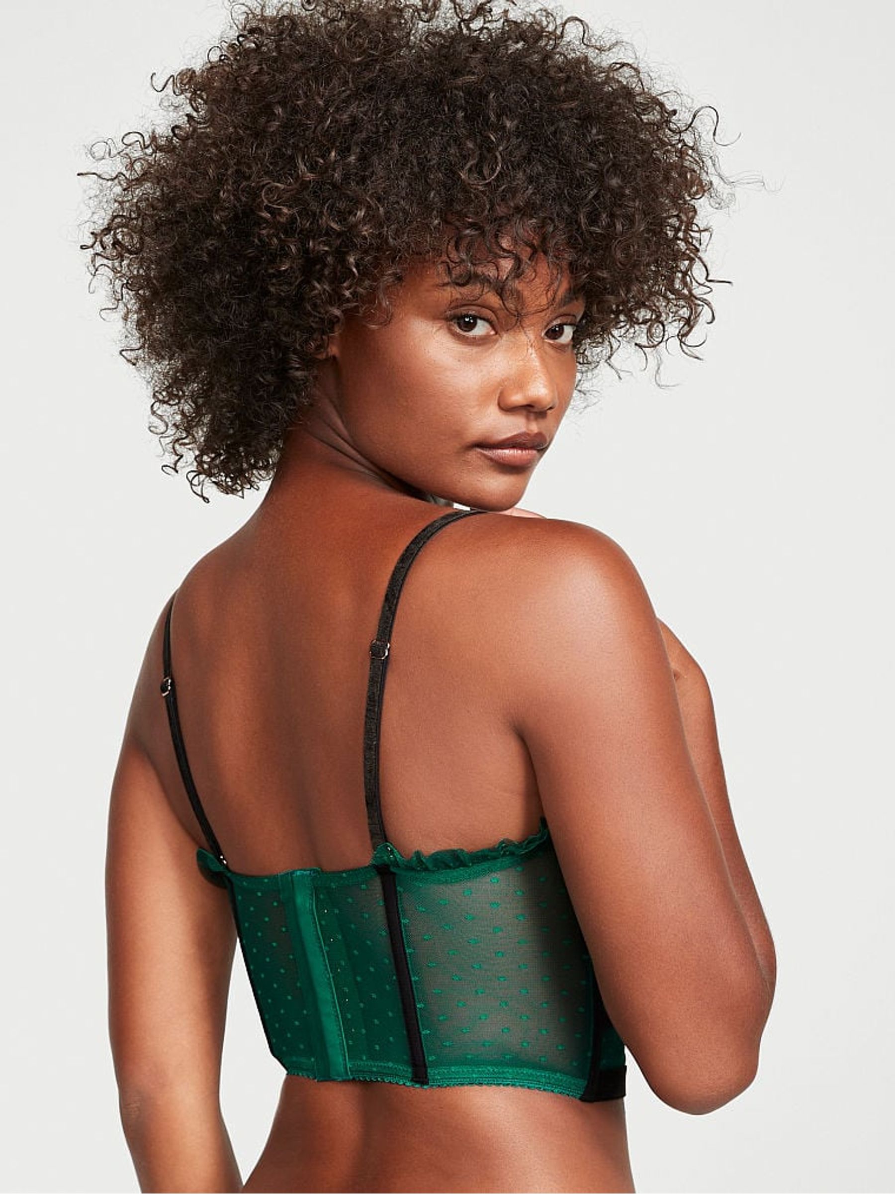 Spruce Green Black Trim Corset Bra Top - Image 2 of 4