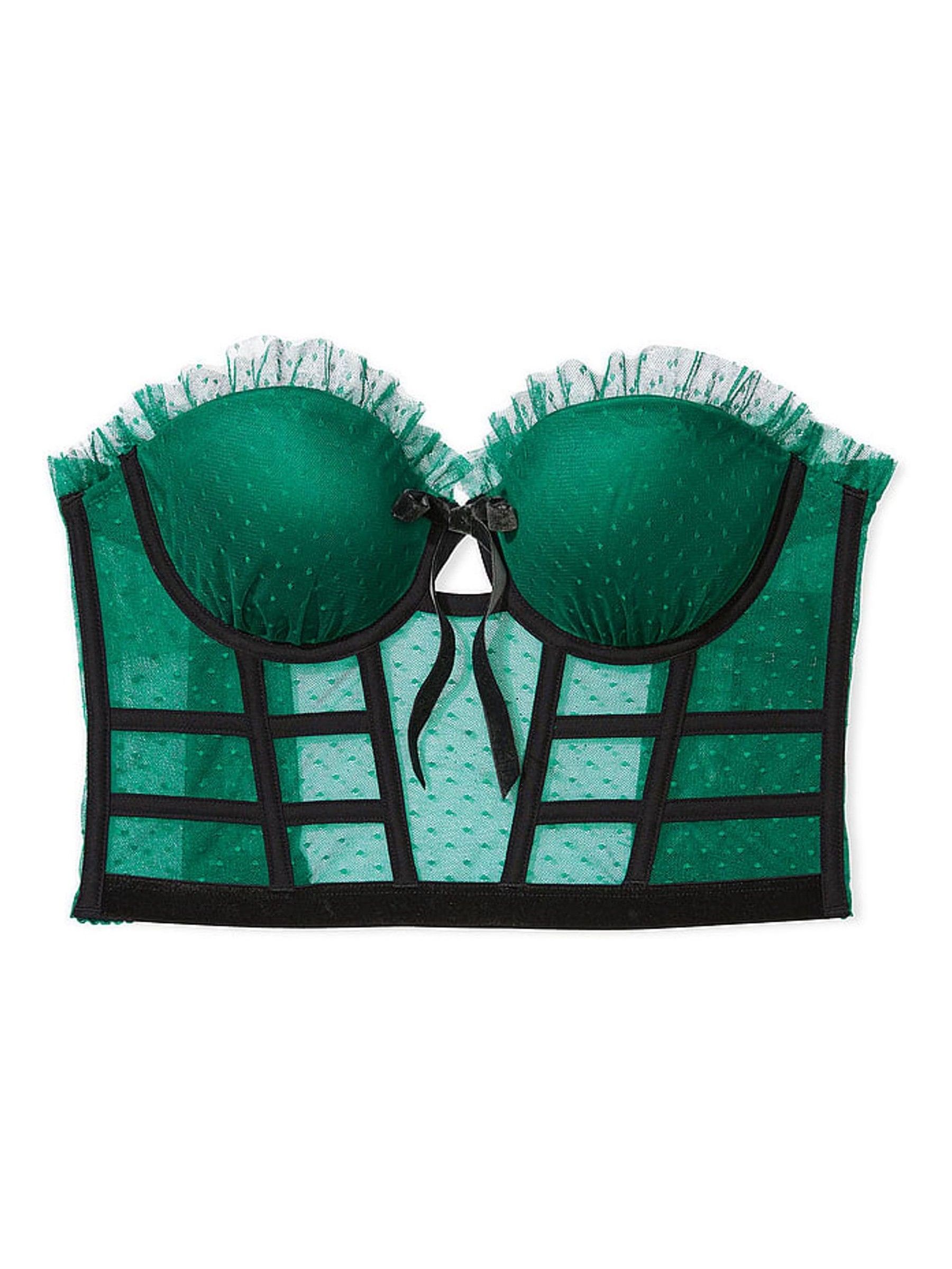 Spruce Green Black Trim Corset Bra Top - Image 3 of 3 Spruce Green Black Trim Corset Bra Top - Image 3 of 3