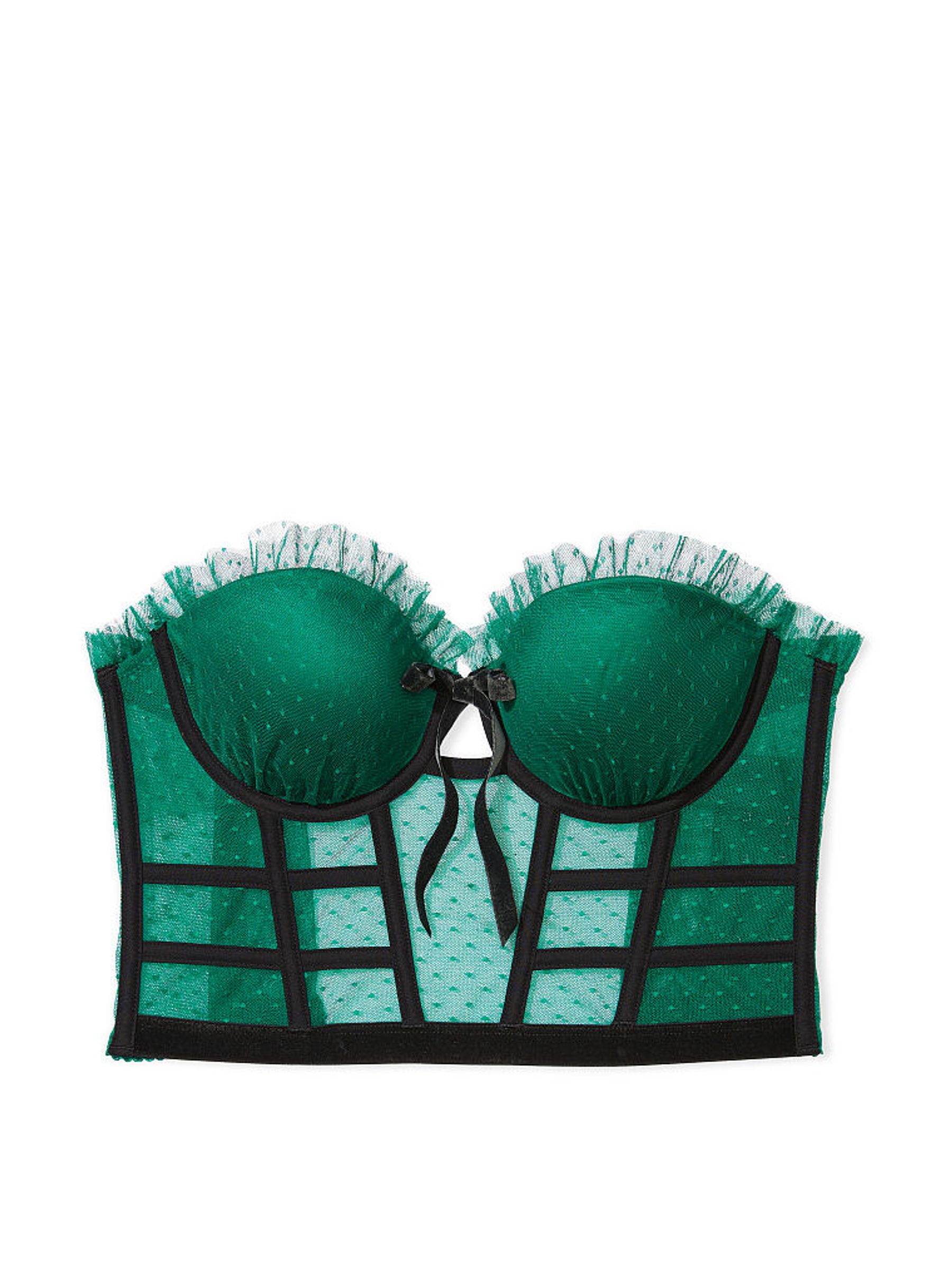 Spruce Green Black Trim Corset Bra Top - Image 4 of 4