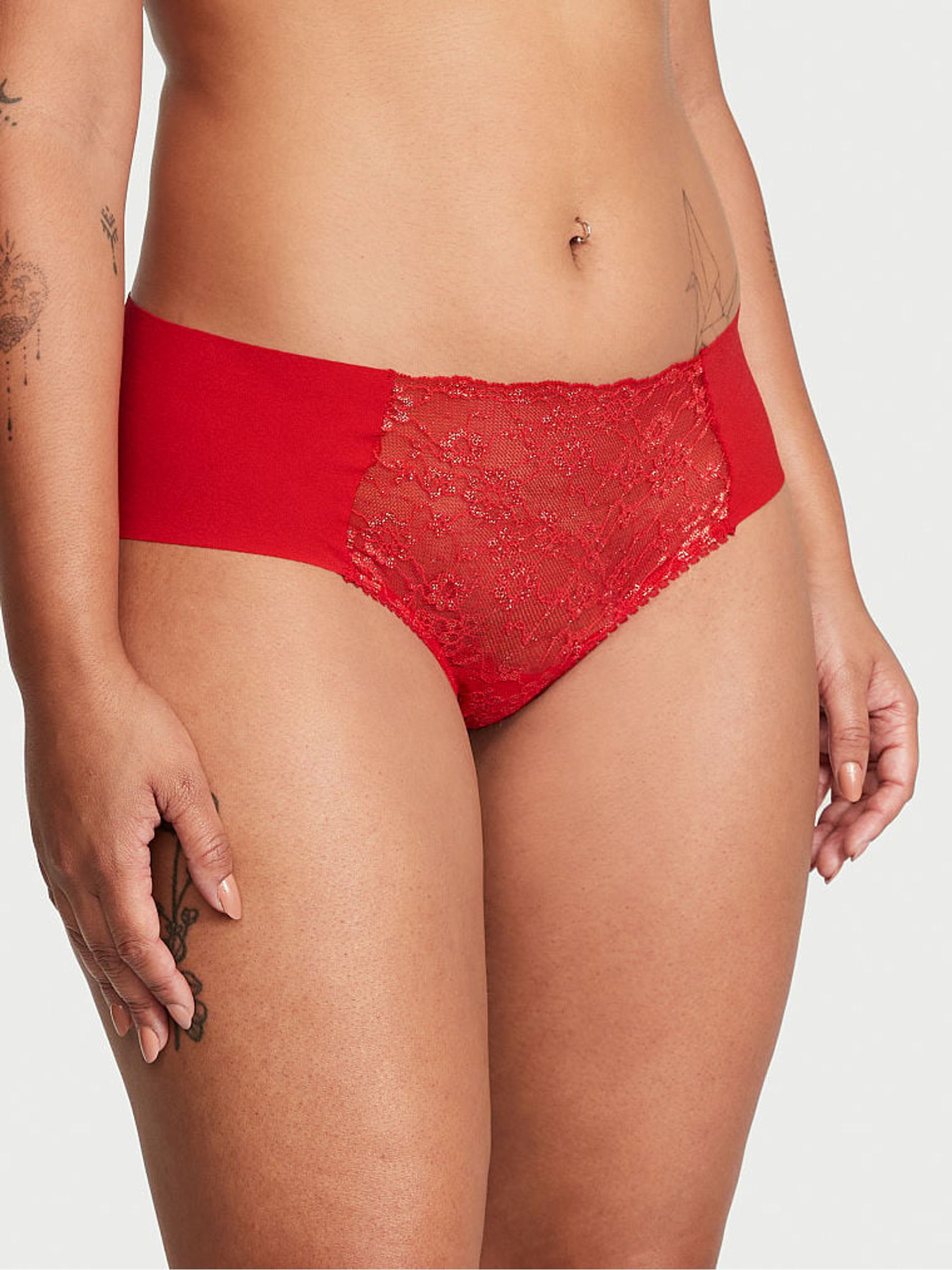 Lipstick Red Gold Posey Lace Cheeky Knickers - Image 1 of 4