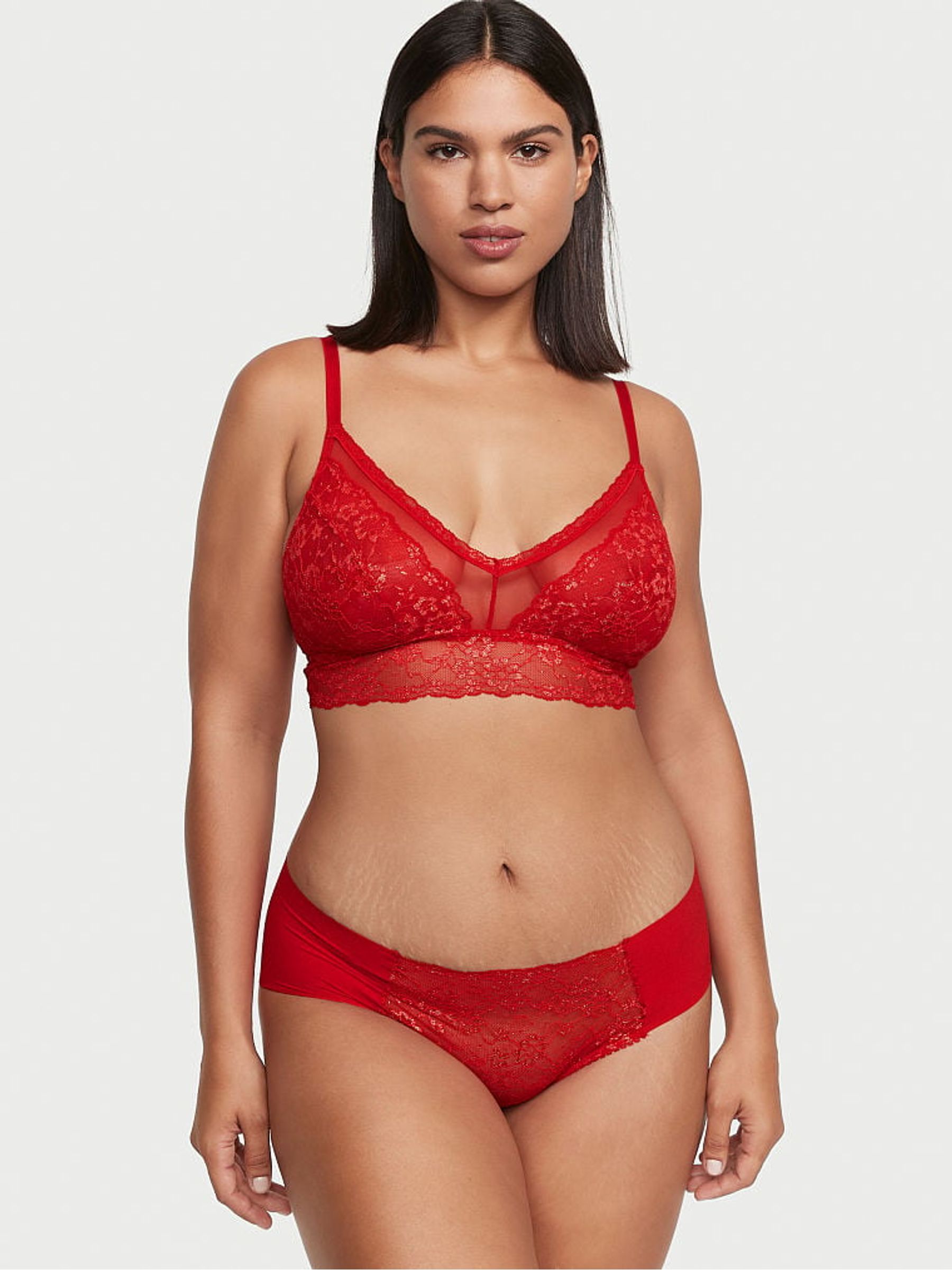Lipstick Red Gold Posey Lace Cheeky Knickers - Image 3 of 4