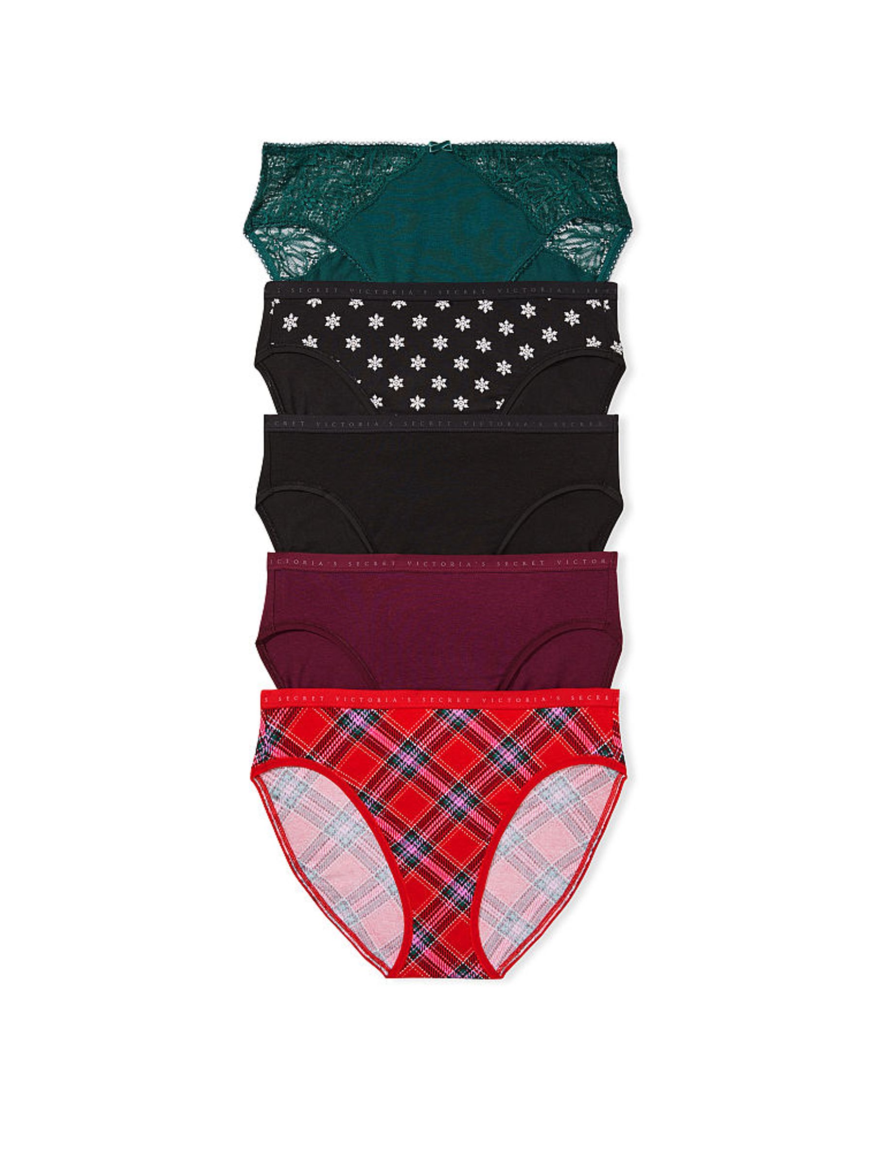 Red/Black/Green High Leg Brief Knickers Multipack - Image 1 of 1