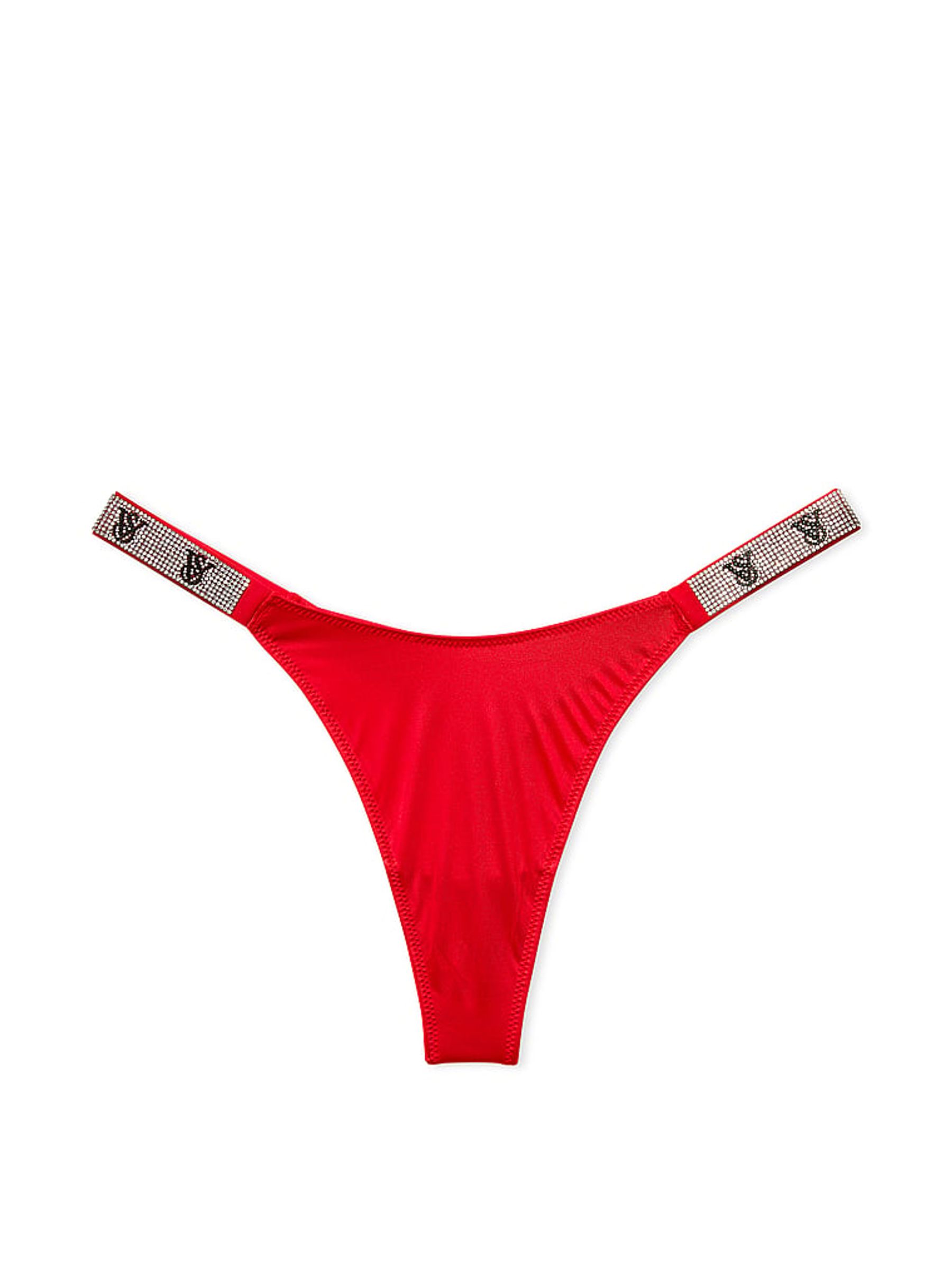 Lipstick Red Monogram Thong Shine Strap Knickers - Image 3 of 3