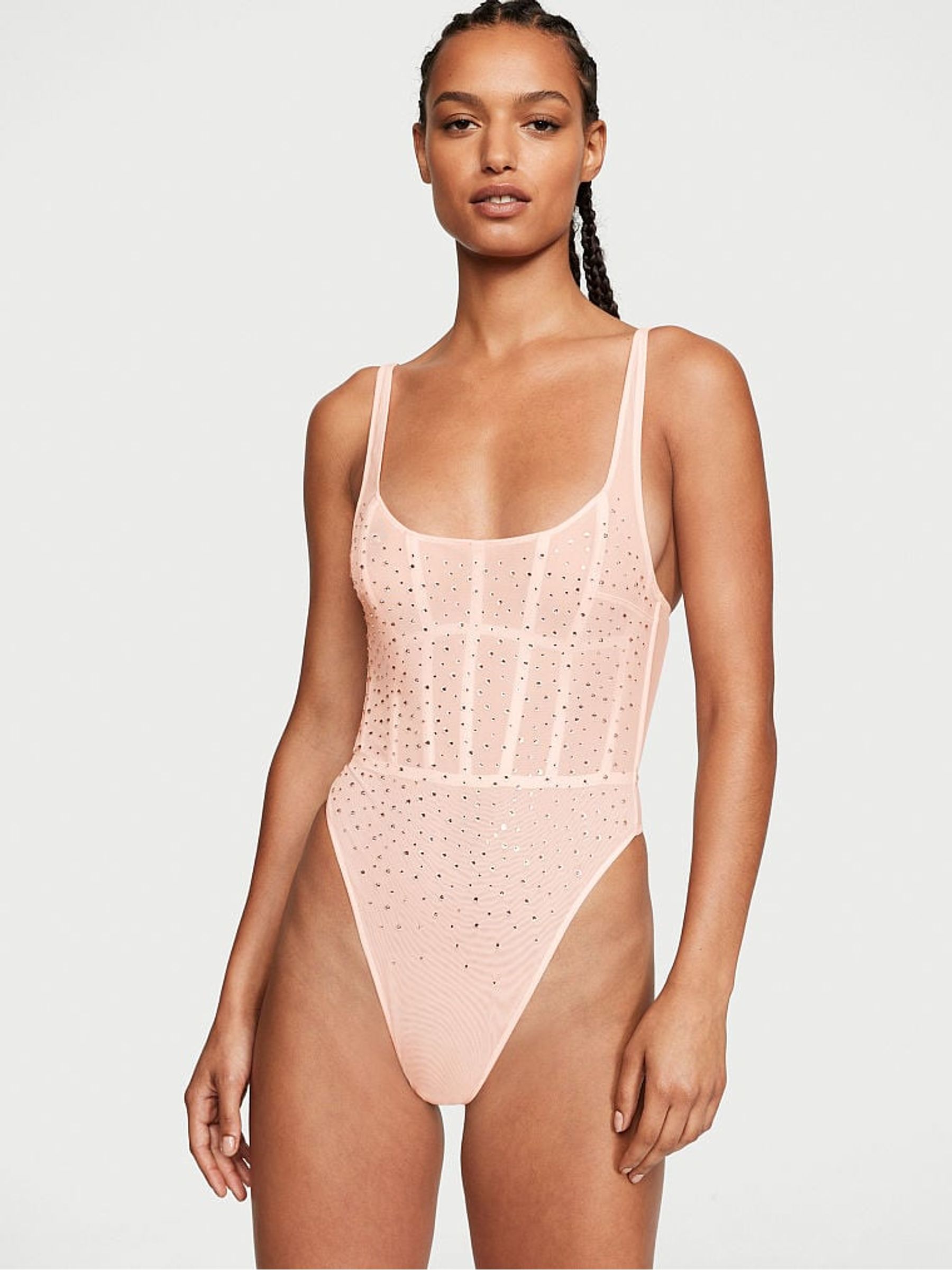 Purest Pink Sugar Coated Embellishment Bodysuit - Image 1 of 4