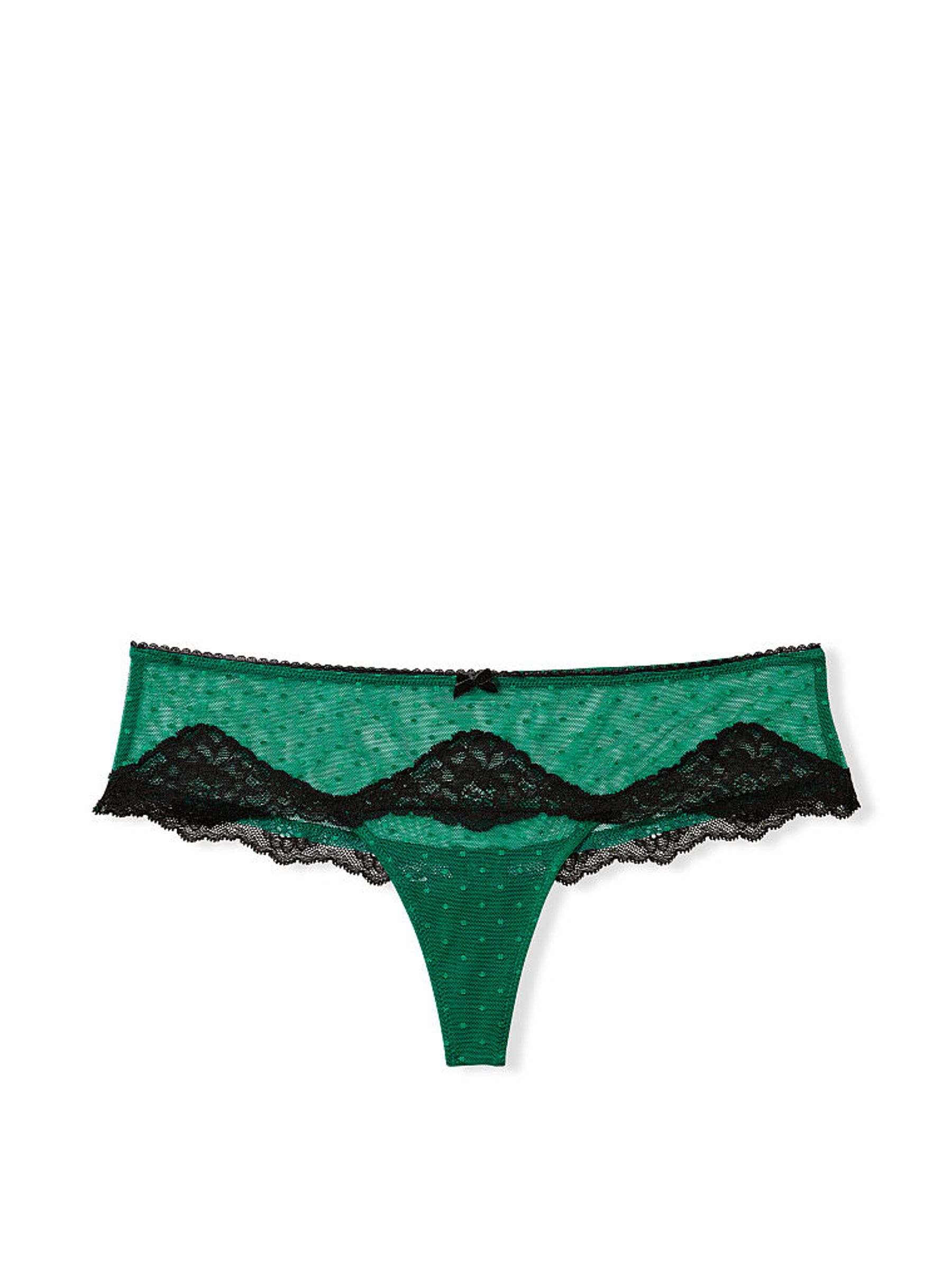 Spruce Green Lace Trim Hipster Thong Knickers - Image 3 of 3