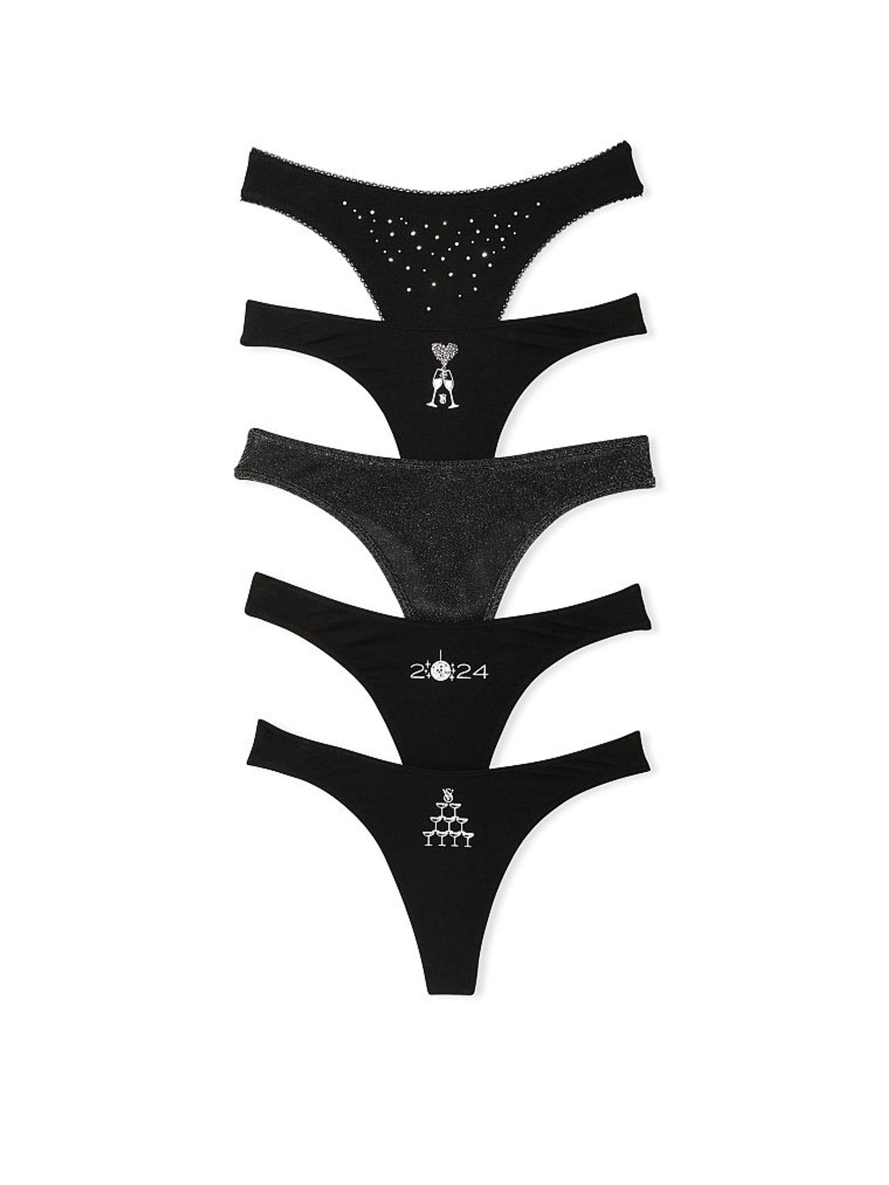 Black Grey High Leg Scoop Thong Multipack - Image 1 of 1