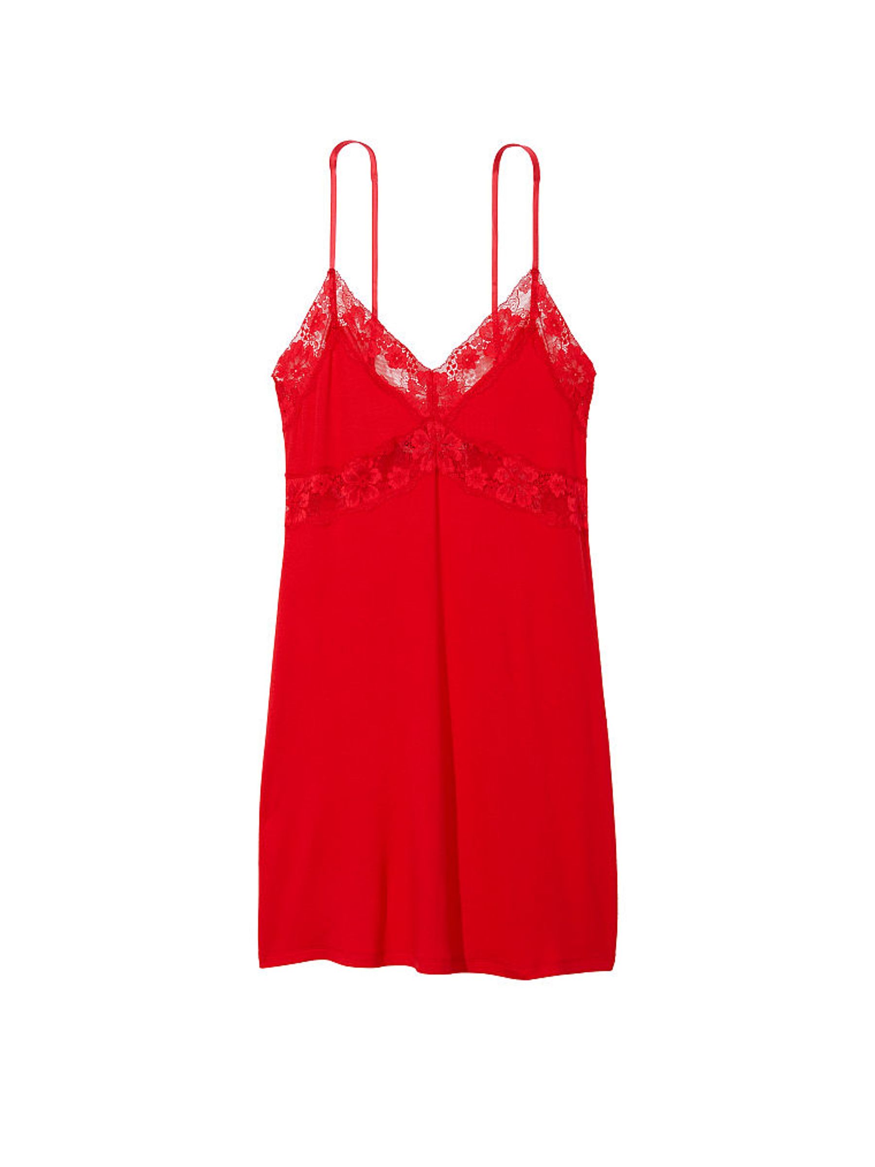 Lipstick Red Modal Ribbed Slip Dress - Image 3 of 3