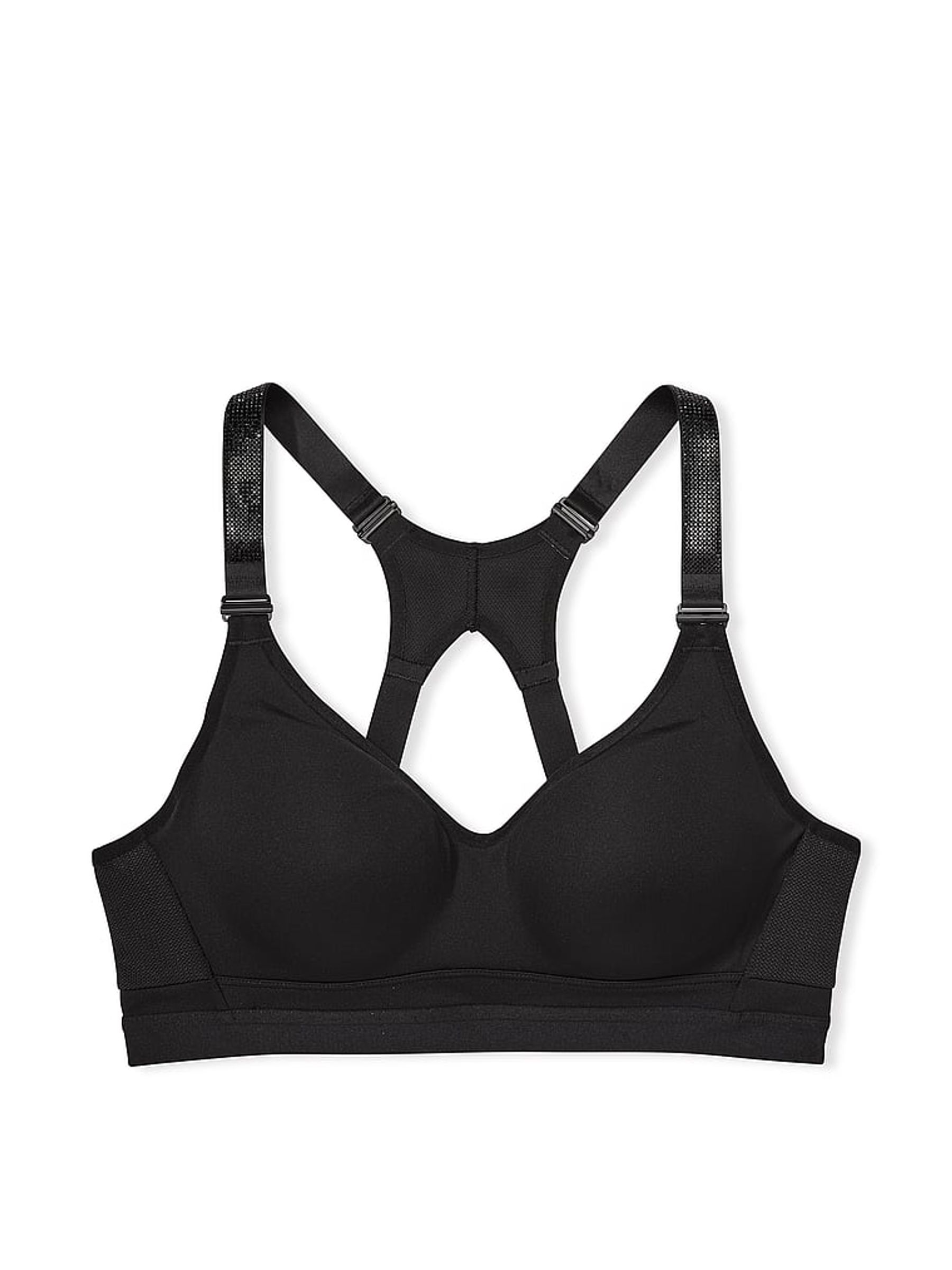 Shine Strap Black Smooth Lightly Lined High Impact Sports Bra - Image 3 of 3