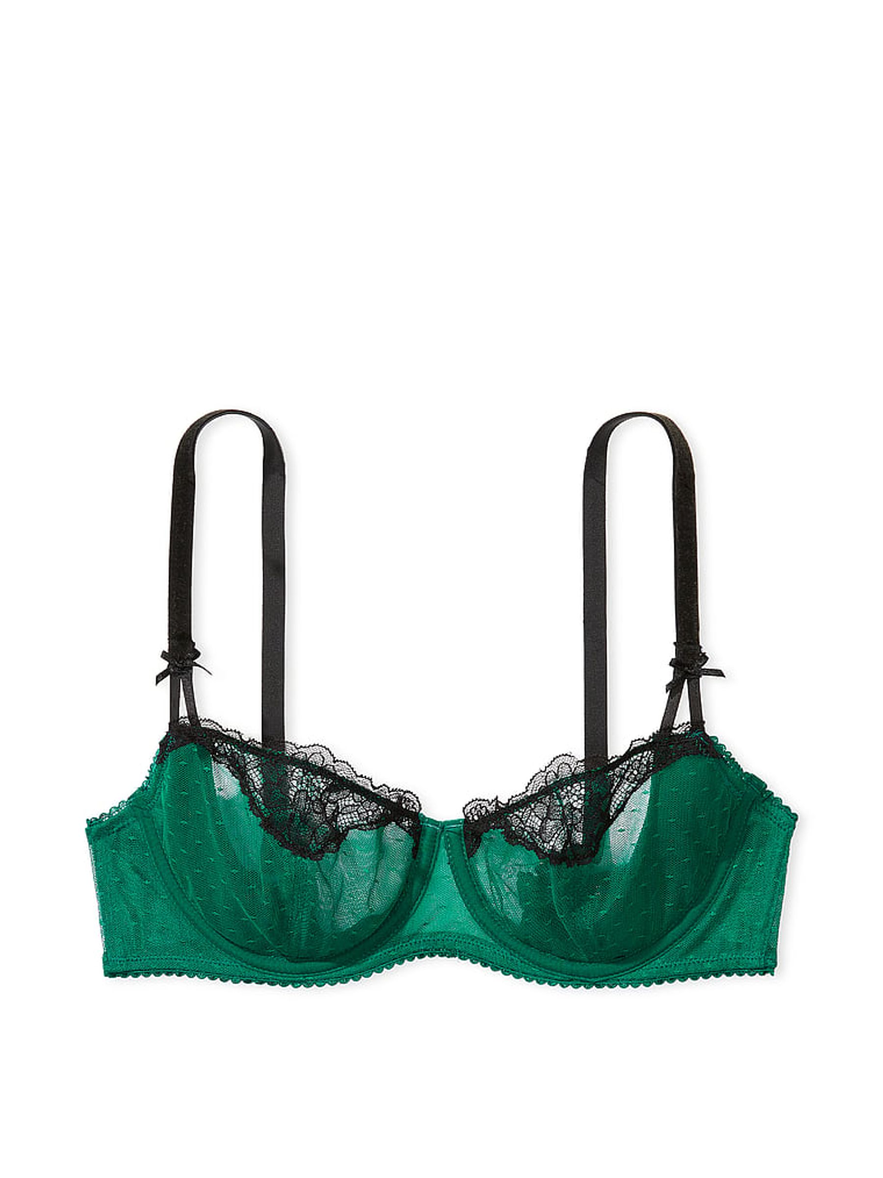 Spruce Green Lace trim Balcony Bra - Image 3 of 3
